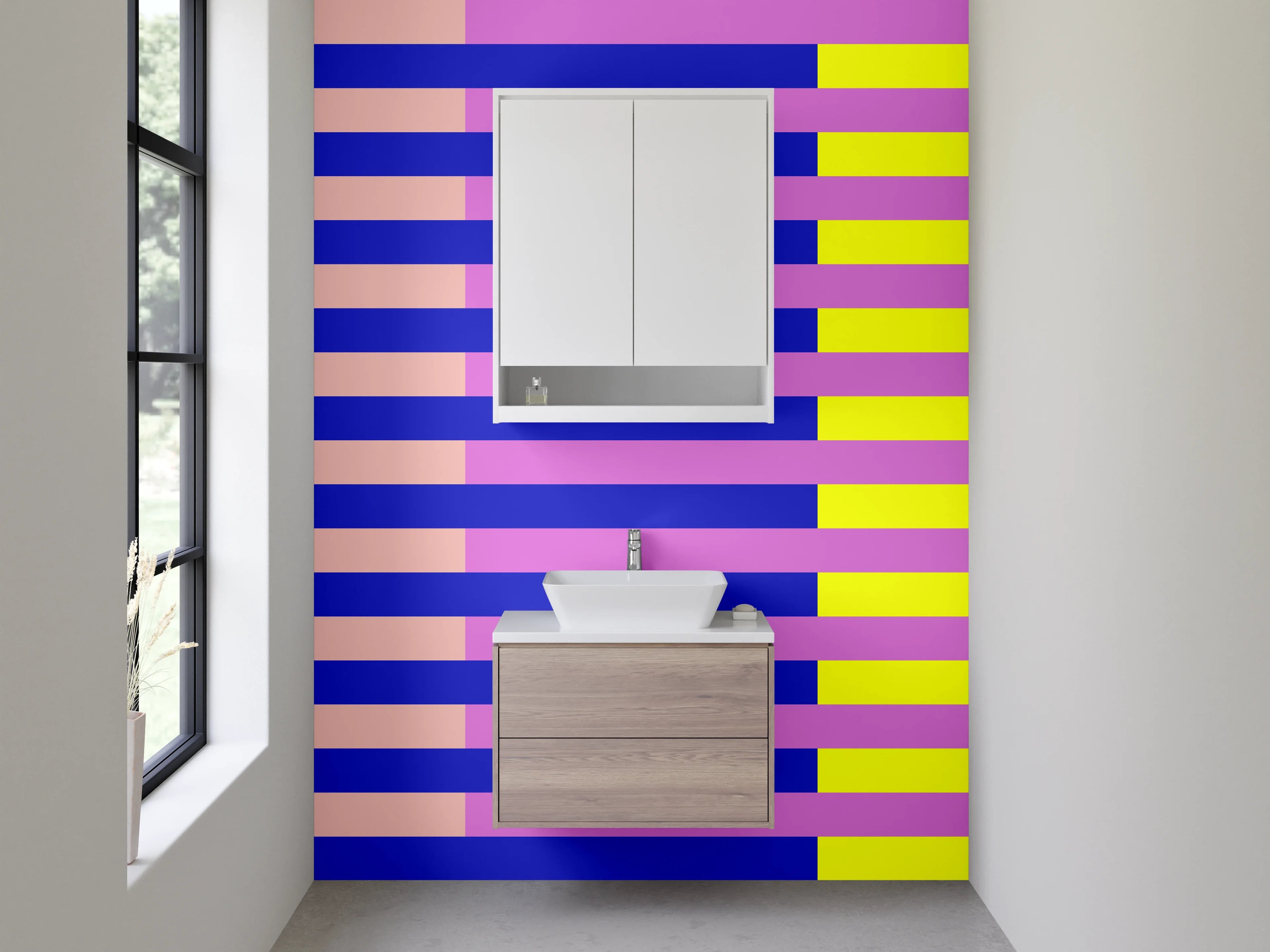 Waschbecken-Rückwand - Bunte geometrische Streifen