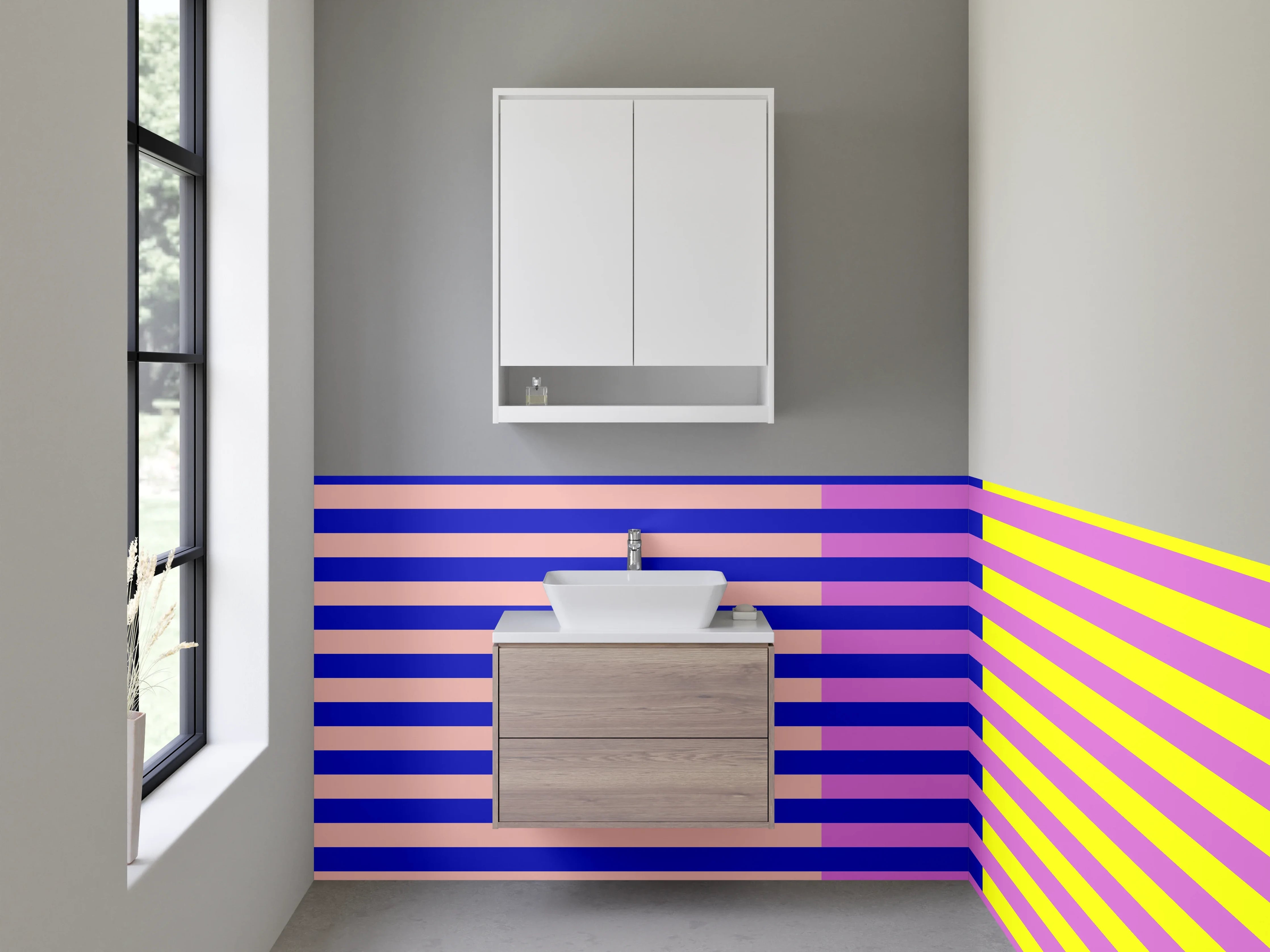 Waschbecken-Rückwand - Bunte geometrische Streifen