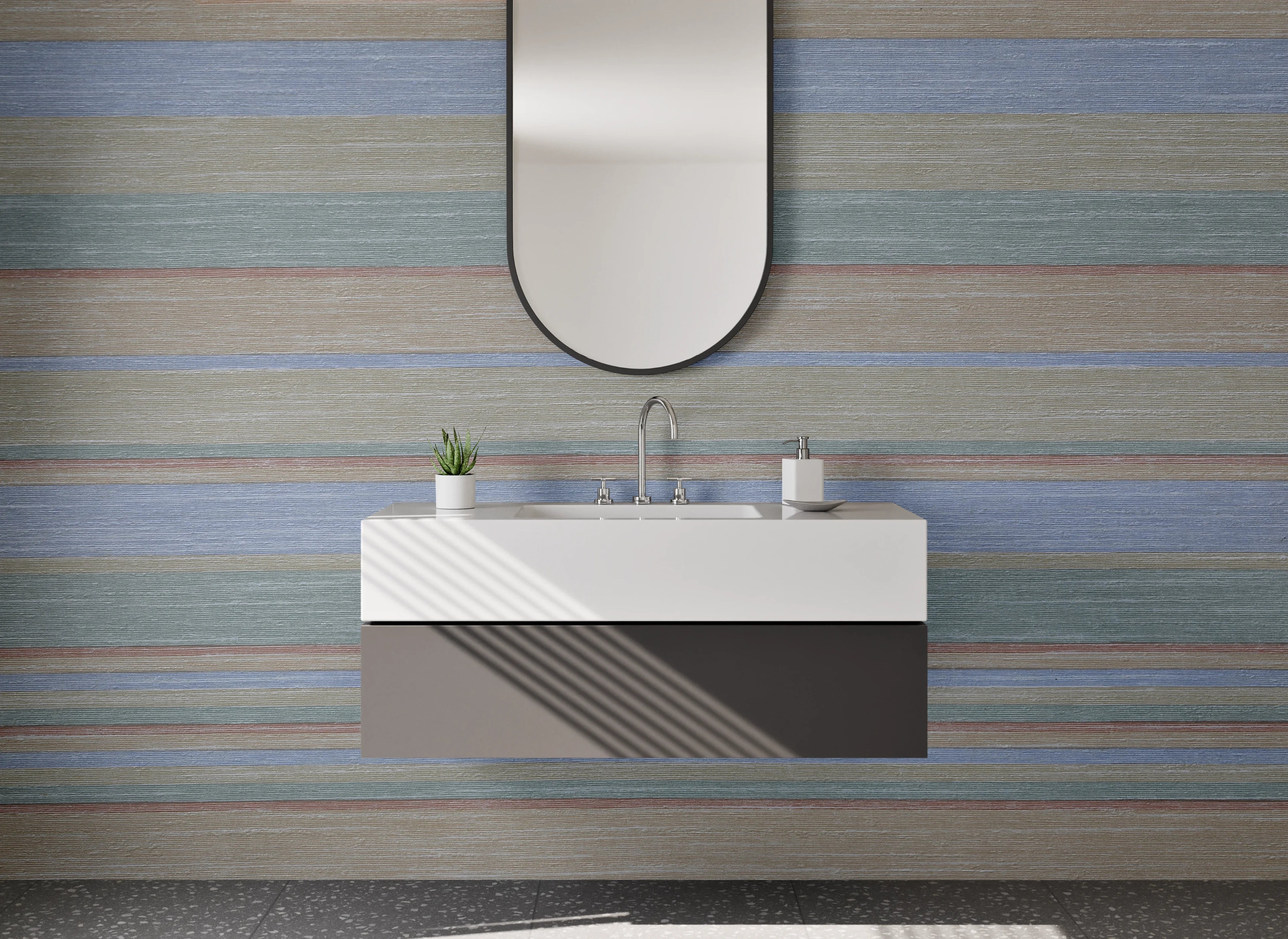 Waschbecken-Rückwand - Bunte stripe Musterwand