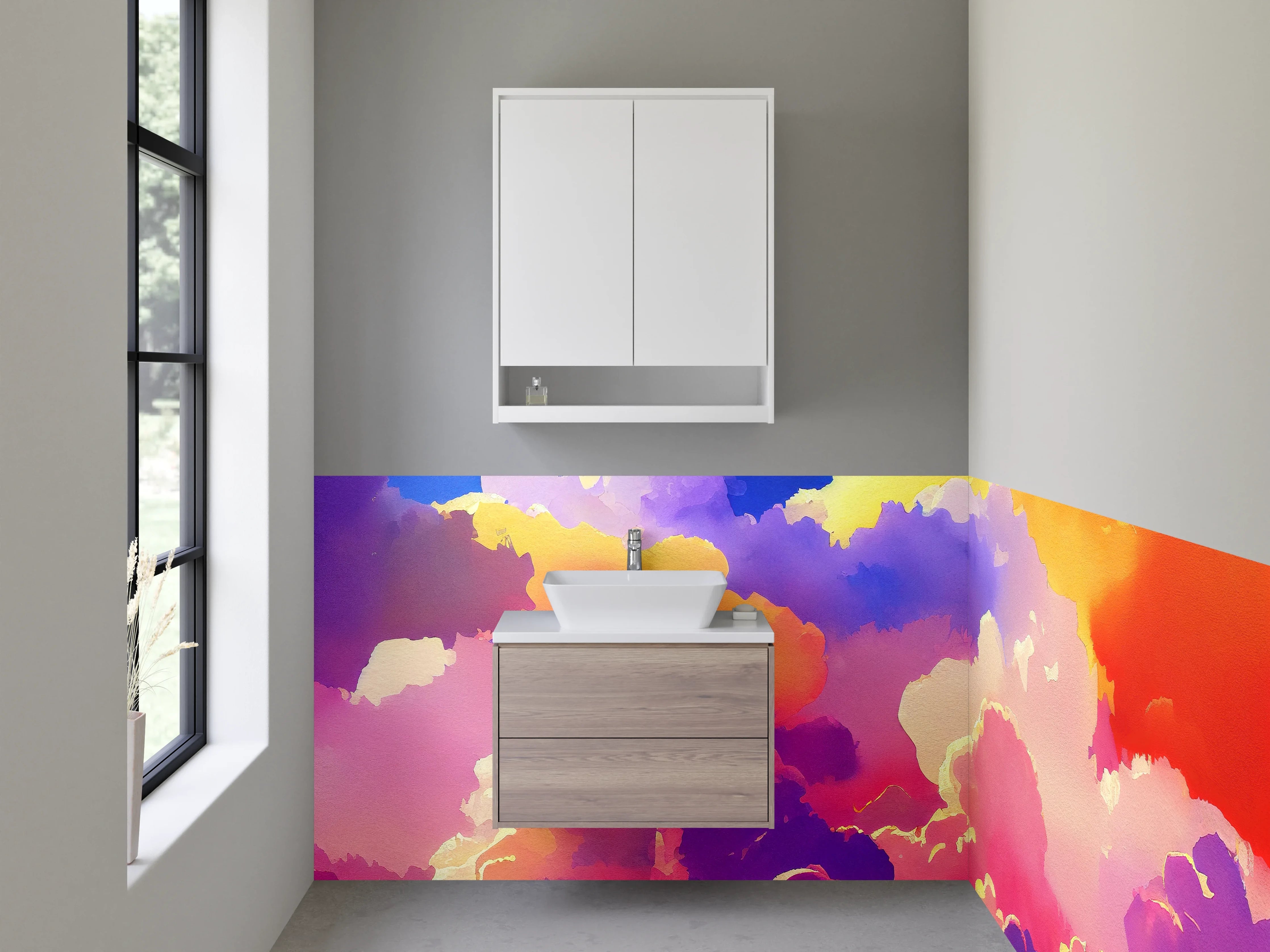 Waschbecken-Rückwand - Bunter Himmel mit farbenfrohen Wolken