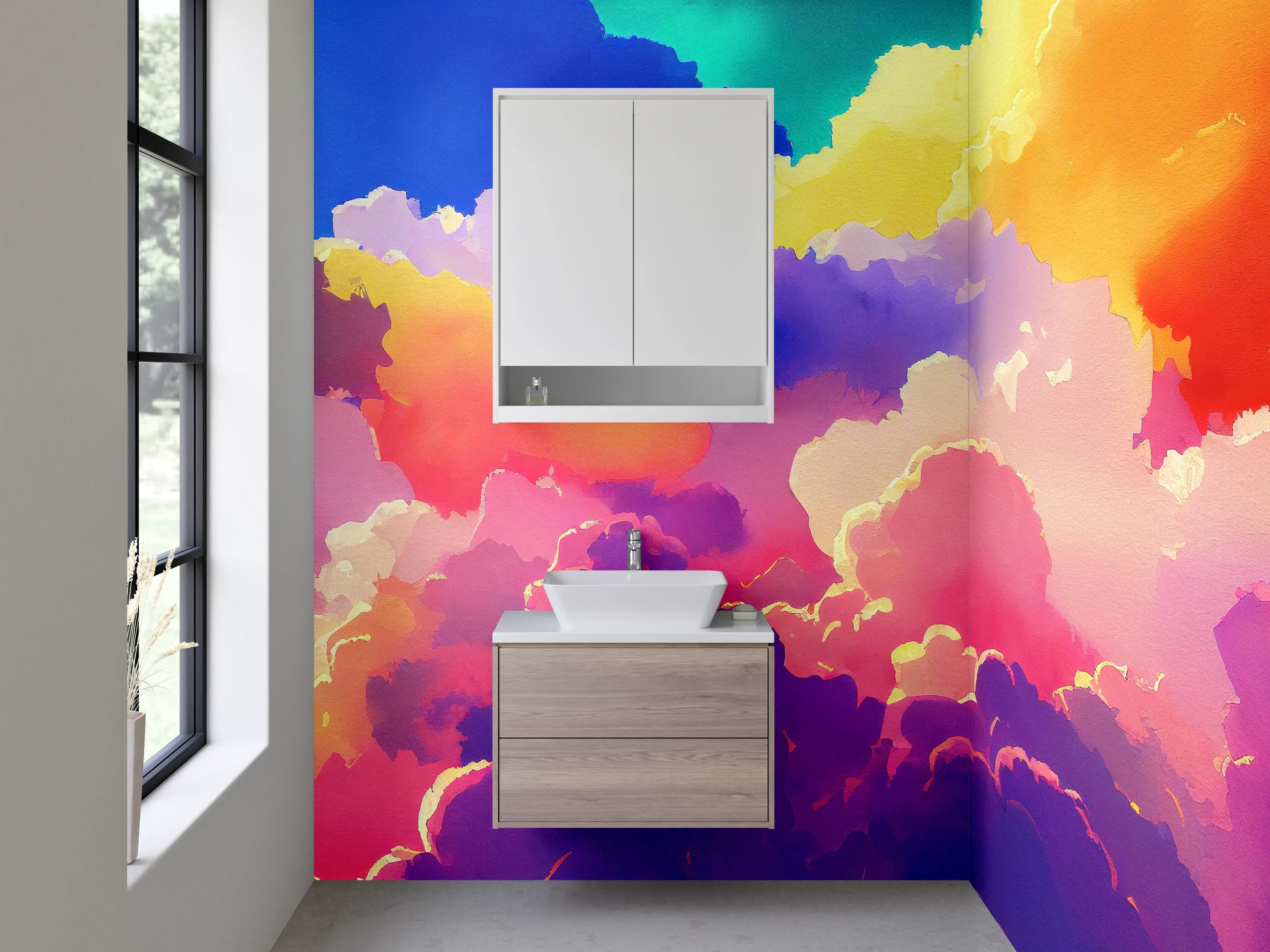 Waschbecken-Rückwand - Bunter Himmel mit farbenfrohen Wolken