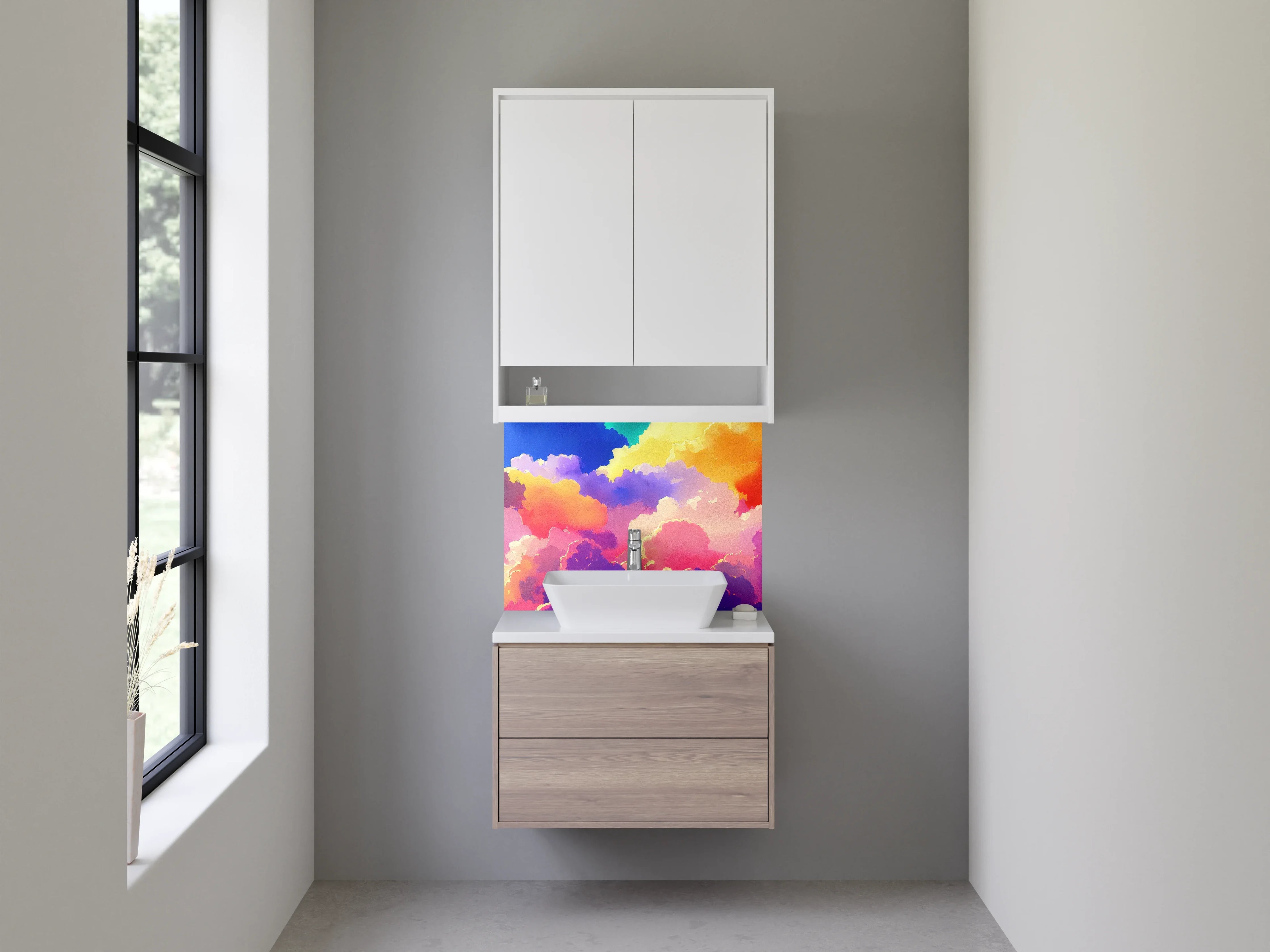 Waschbecken-Rückwand - Bunter Himmel mit farbenfrohen Wolken