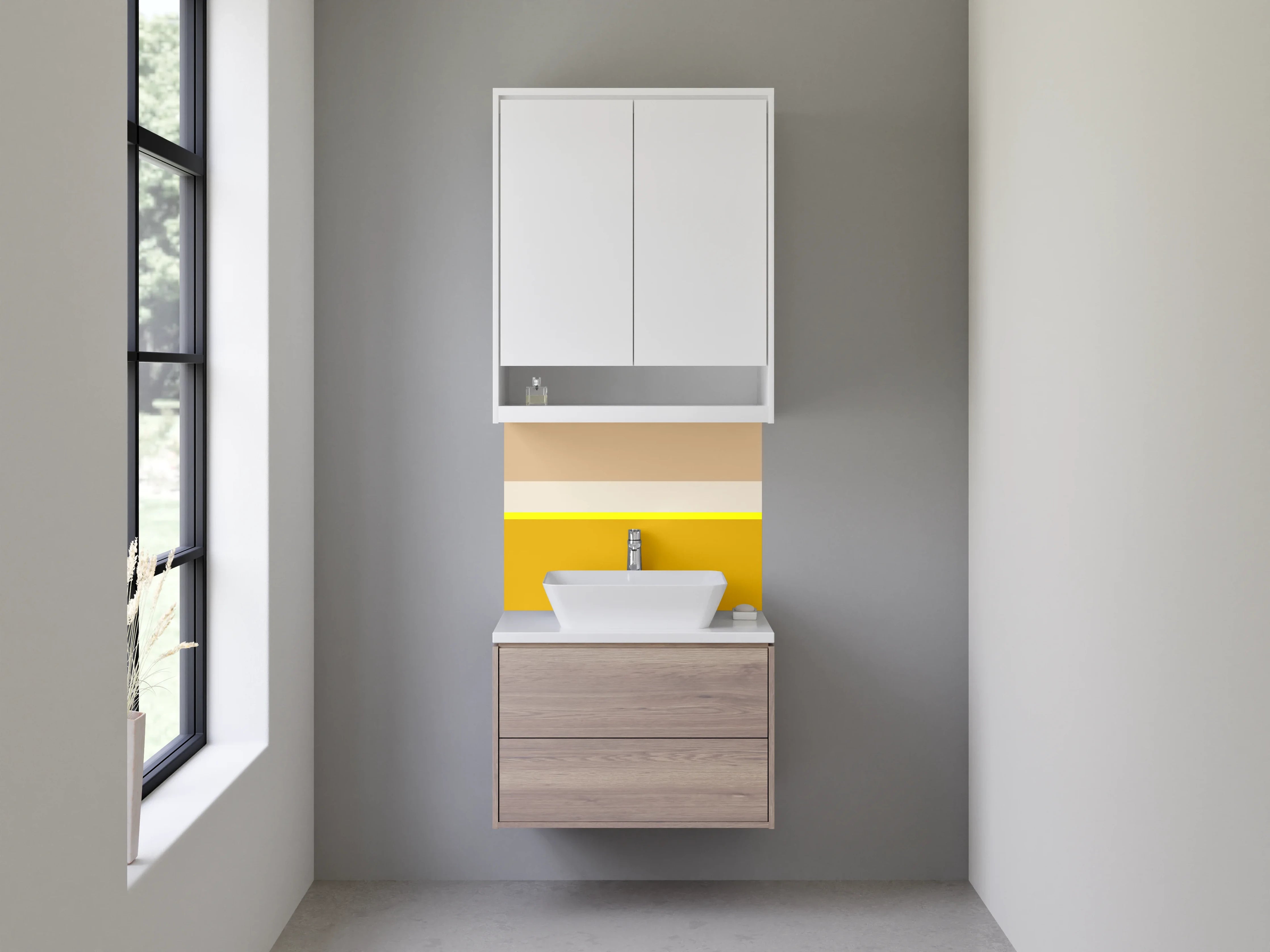 Waschbecken-Rückwand - Bunter Streifenmuster in Erdtönen