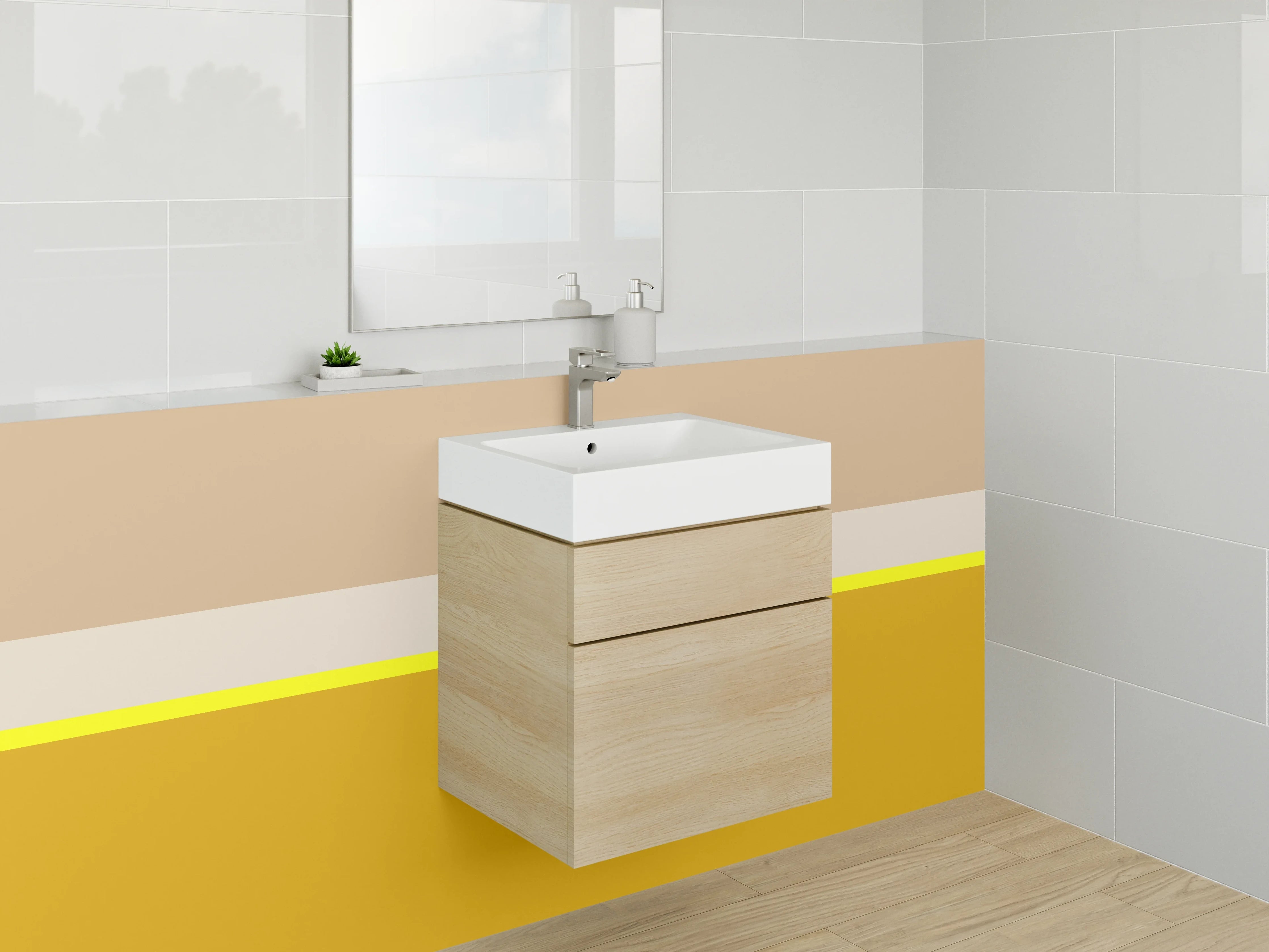 Waschbecken-Rückwand - Bunter Streifenmuster in Erdtönen