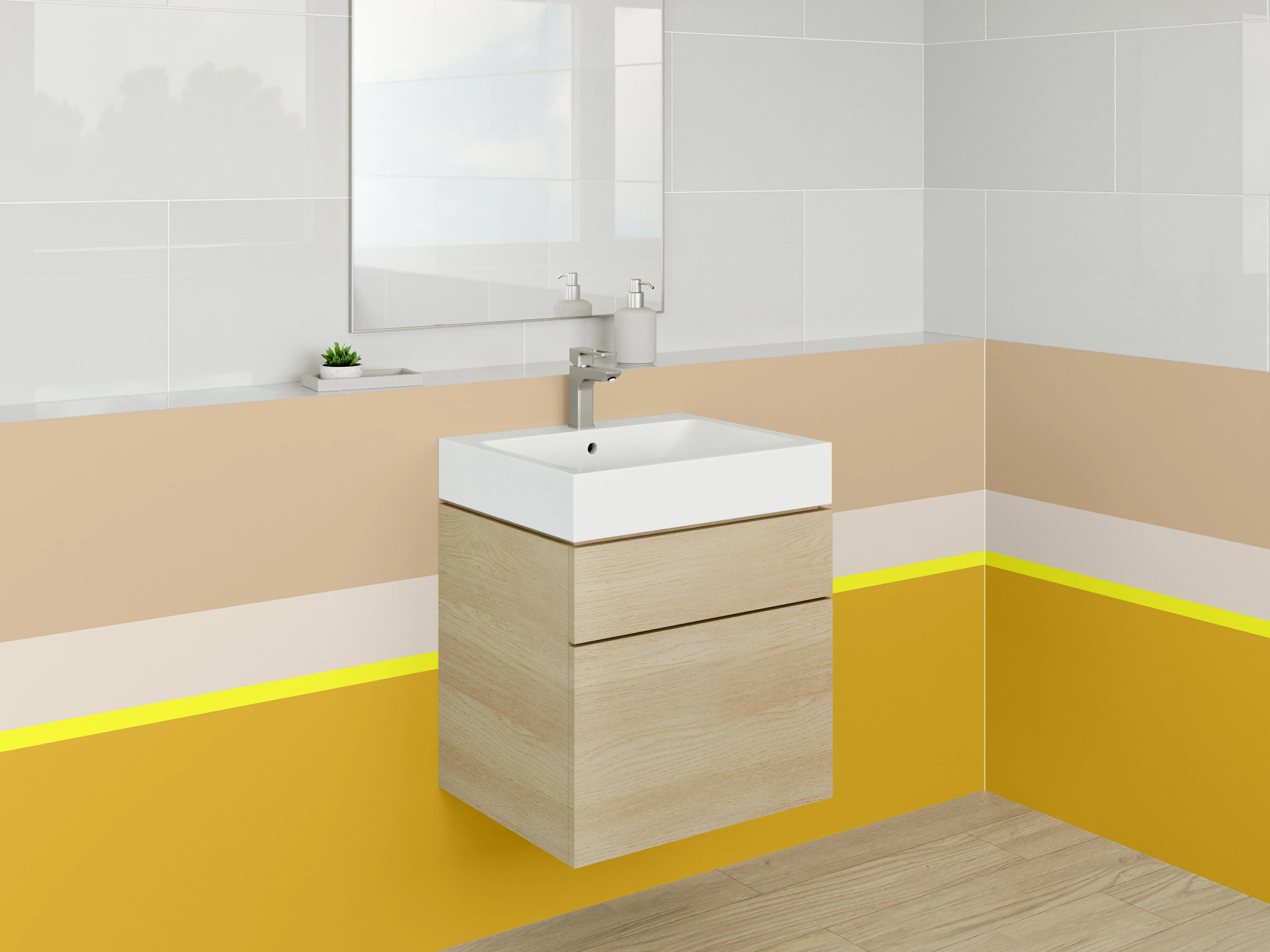 Waschbecken-Rückwand - Bunter Streifenmuster in Erdtönen