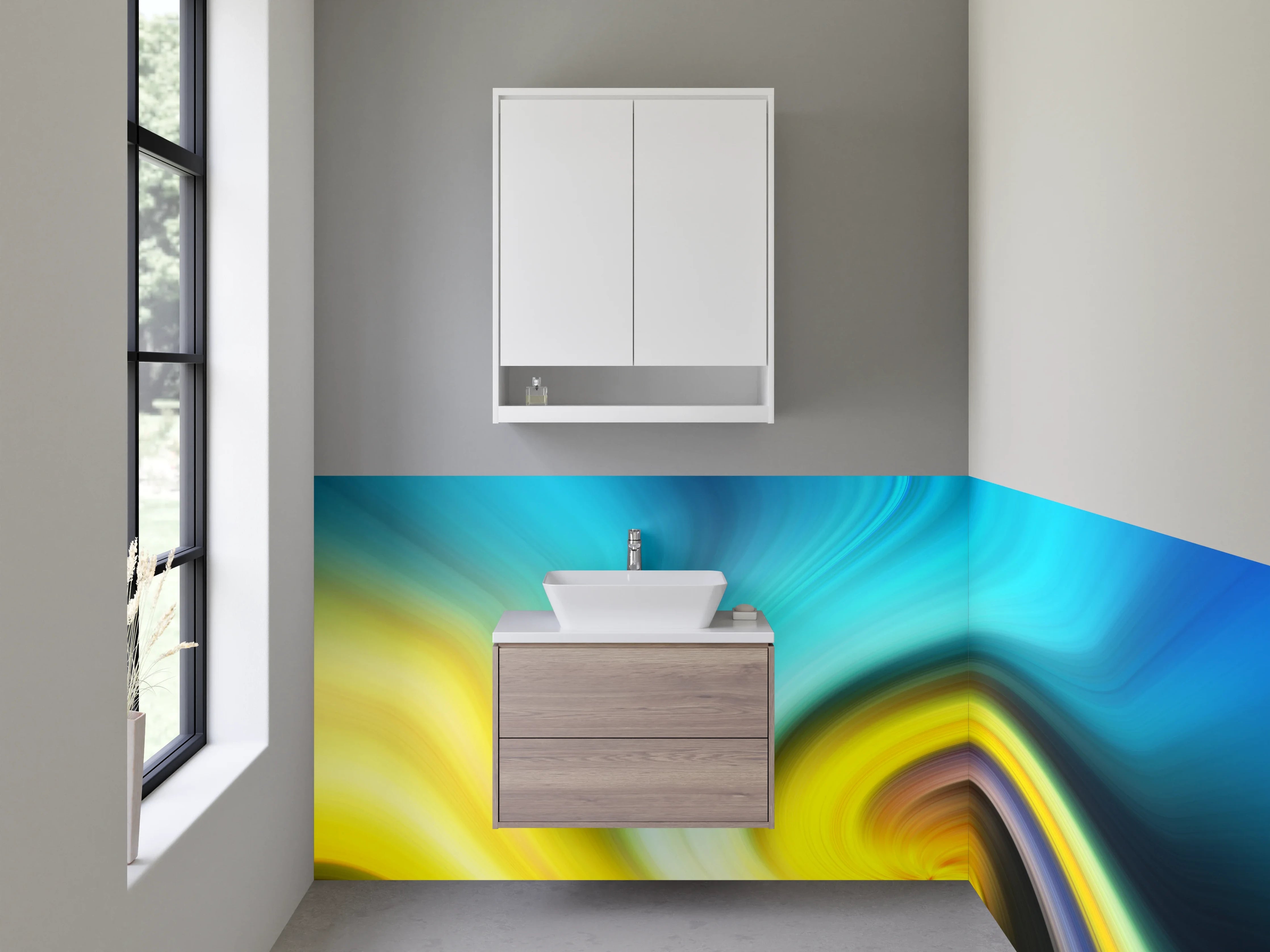 Waschbecken-Rückwand - Buntes Farbenspiel in Bewegung