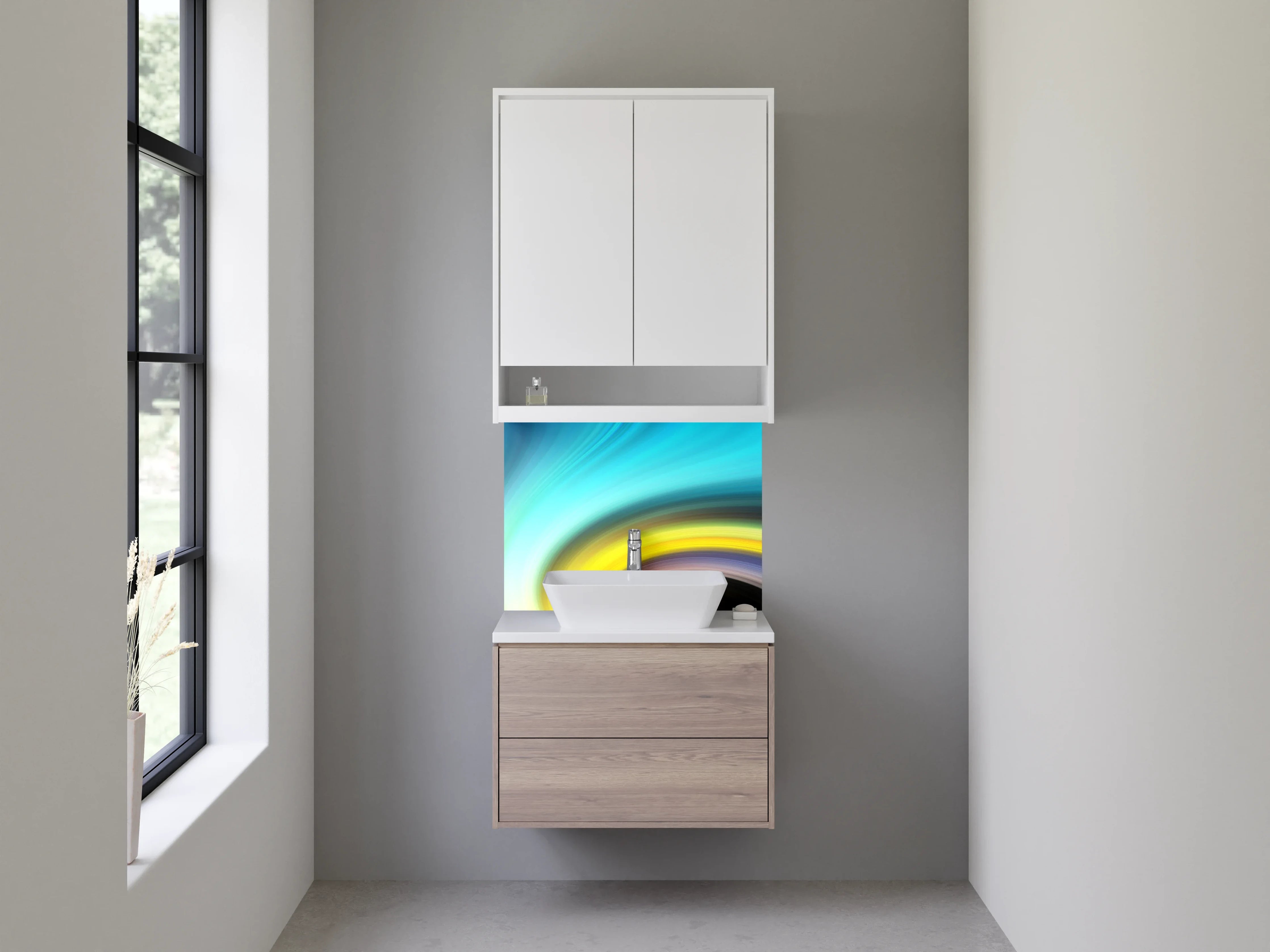 Waschbecken-Rückwand - Buntes Farbenspiel in Bewegung