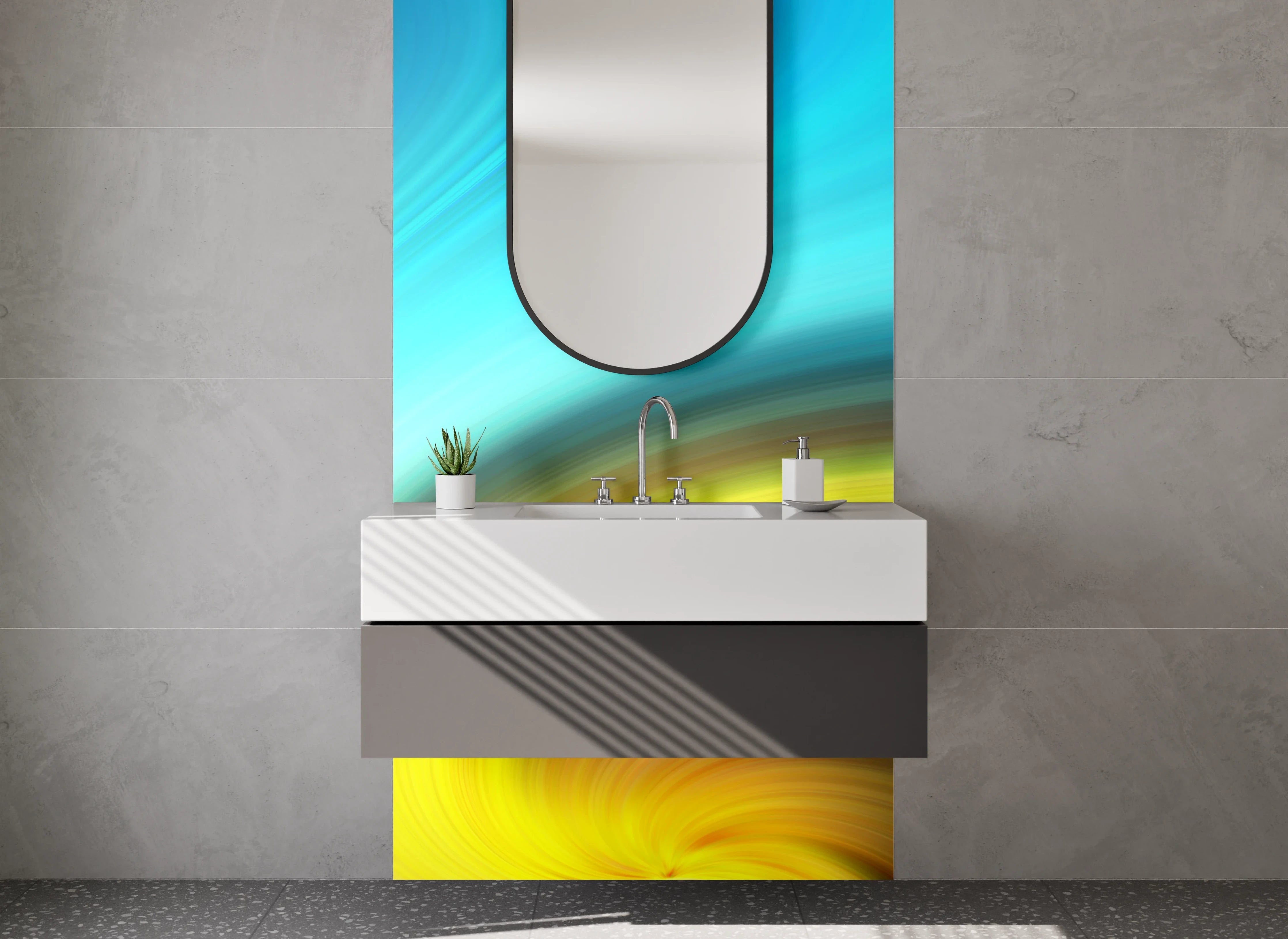 Waschbecken-Rückwand - Buntes Farbenspiel in Bewegung