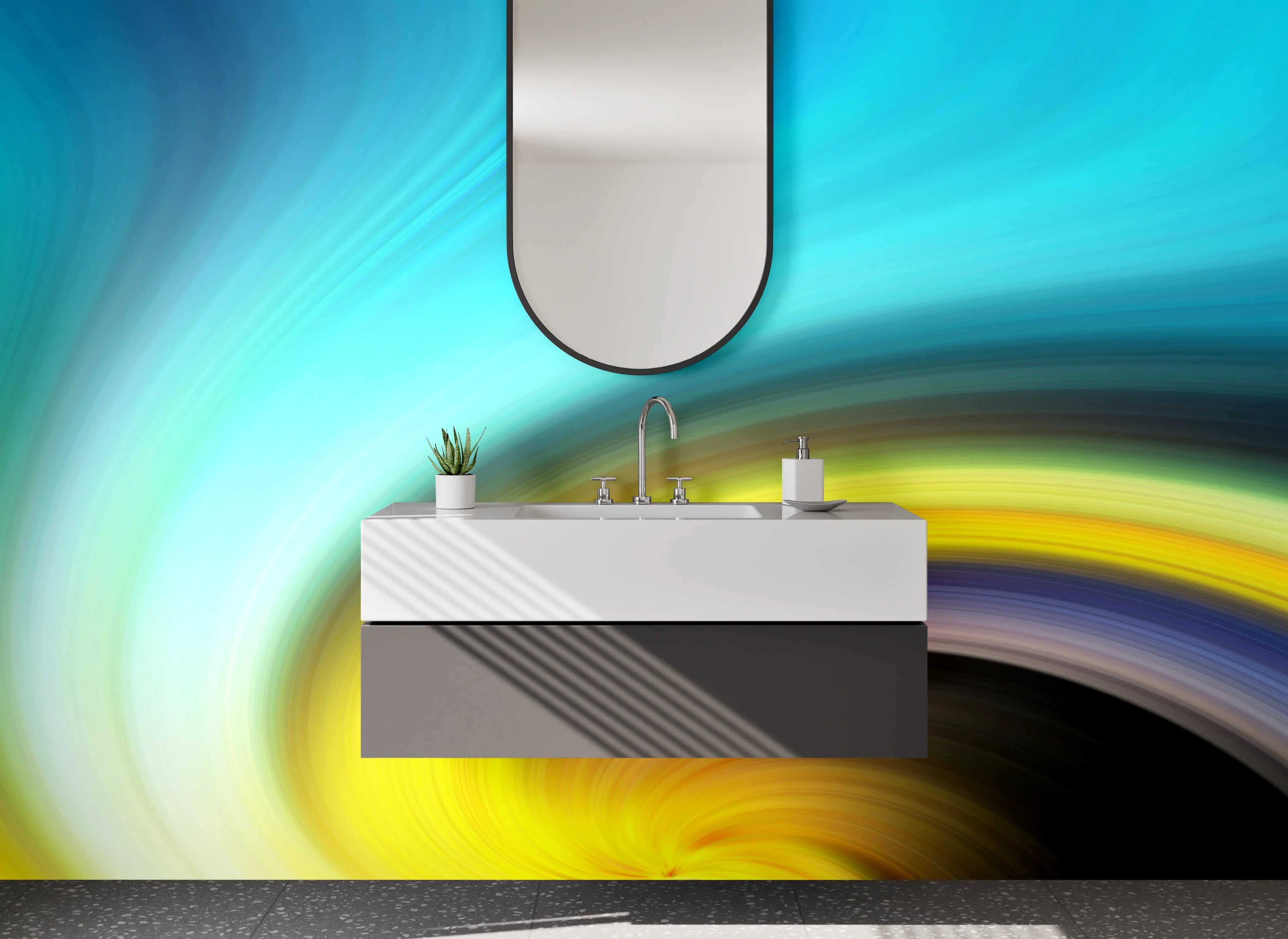 Waschbecken-Rückwand - Buntes Farbenspiel in Bewegung