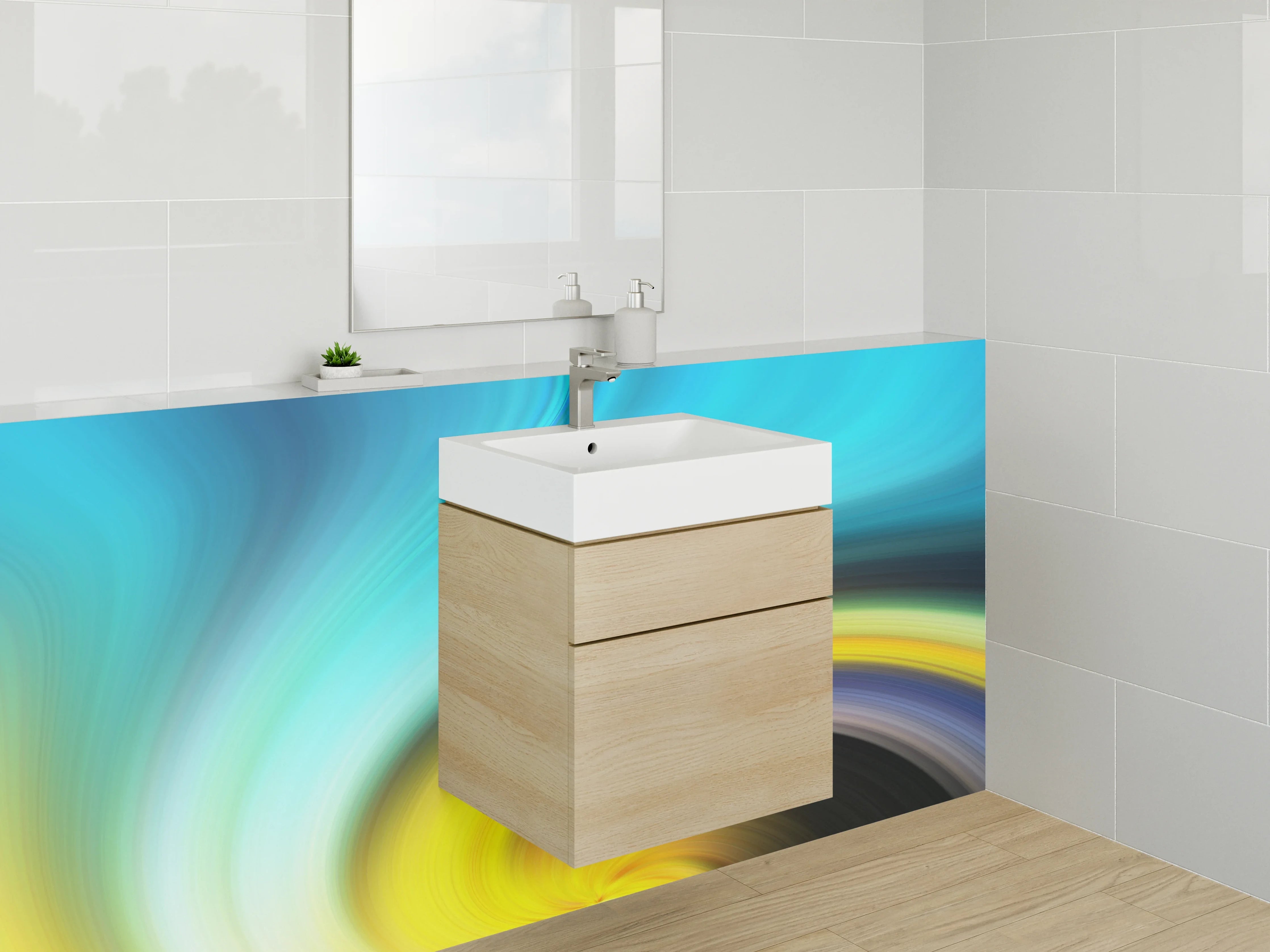 Waschbecken-Rückwand - Buntes Farbenspiel in Bewegung