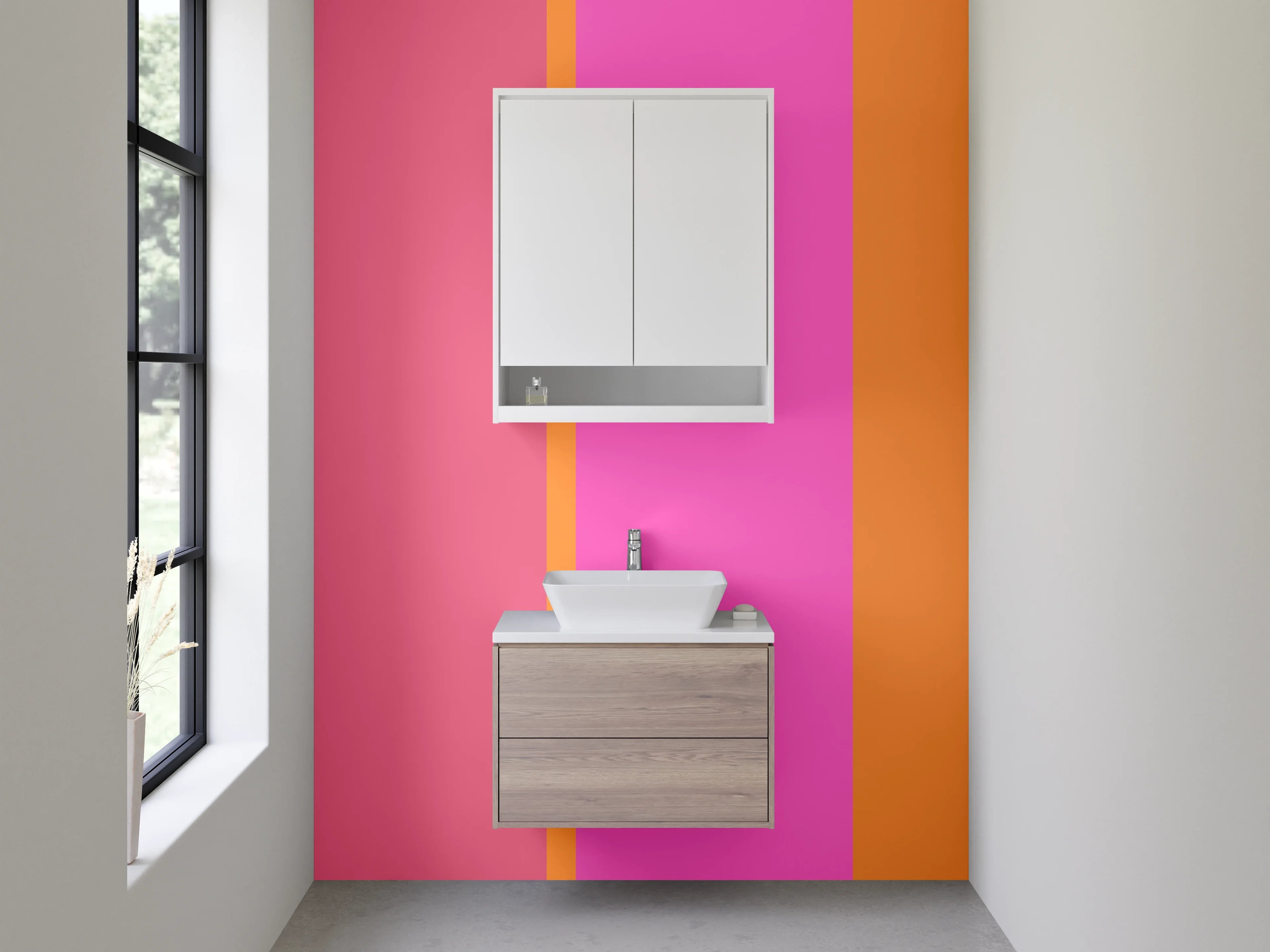 Waschbecken-Rückwand - Buntes Farbenspiel in Pink und Orange