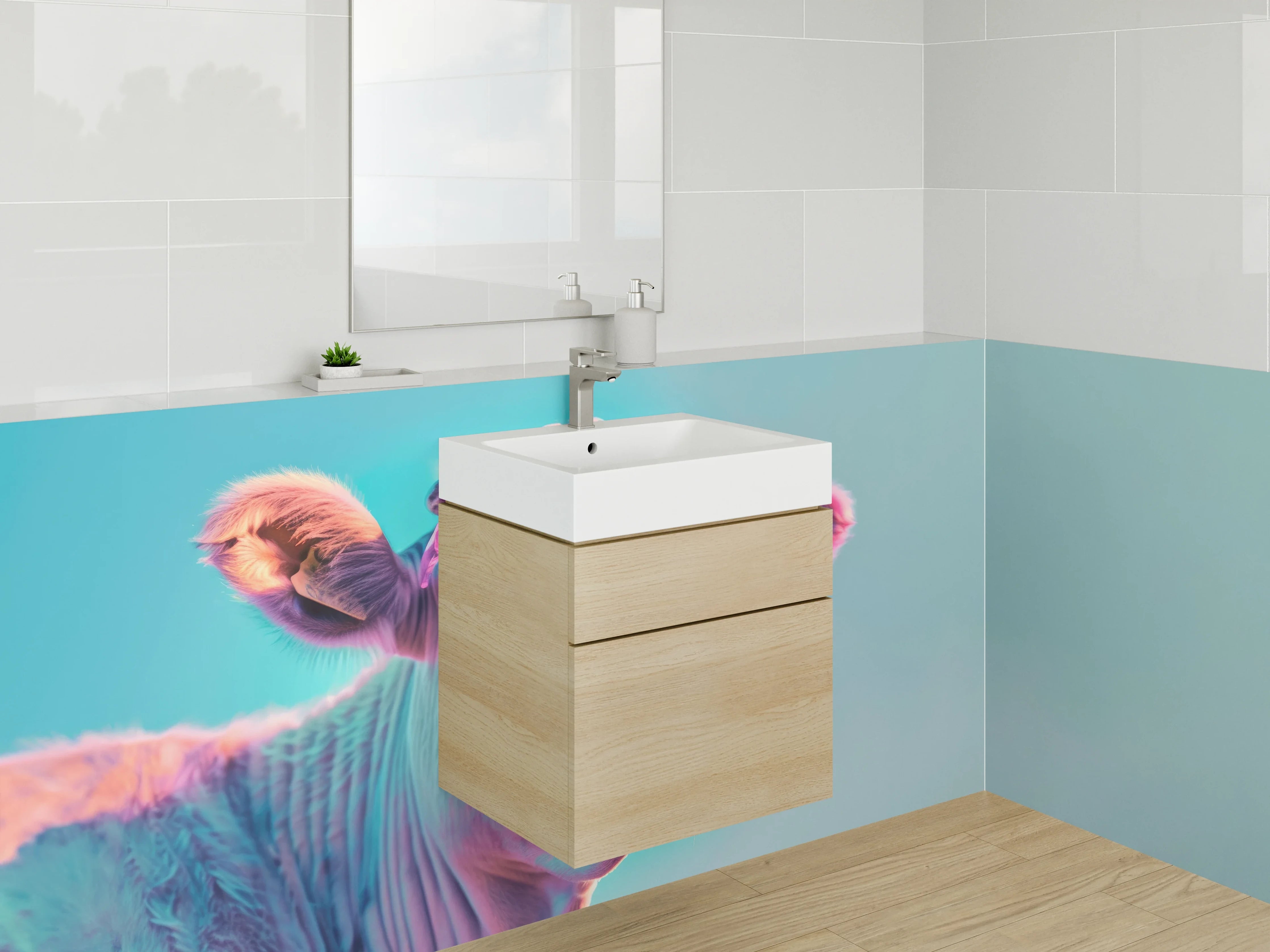 Waschbecken-Rückwand - Coole Kuh mit Sonnenbrille Kunst