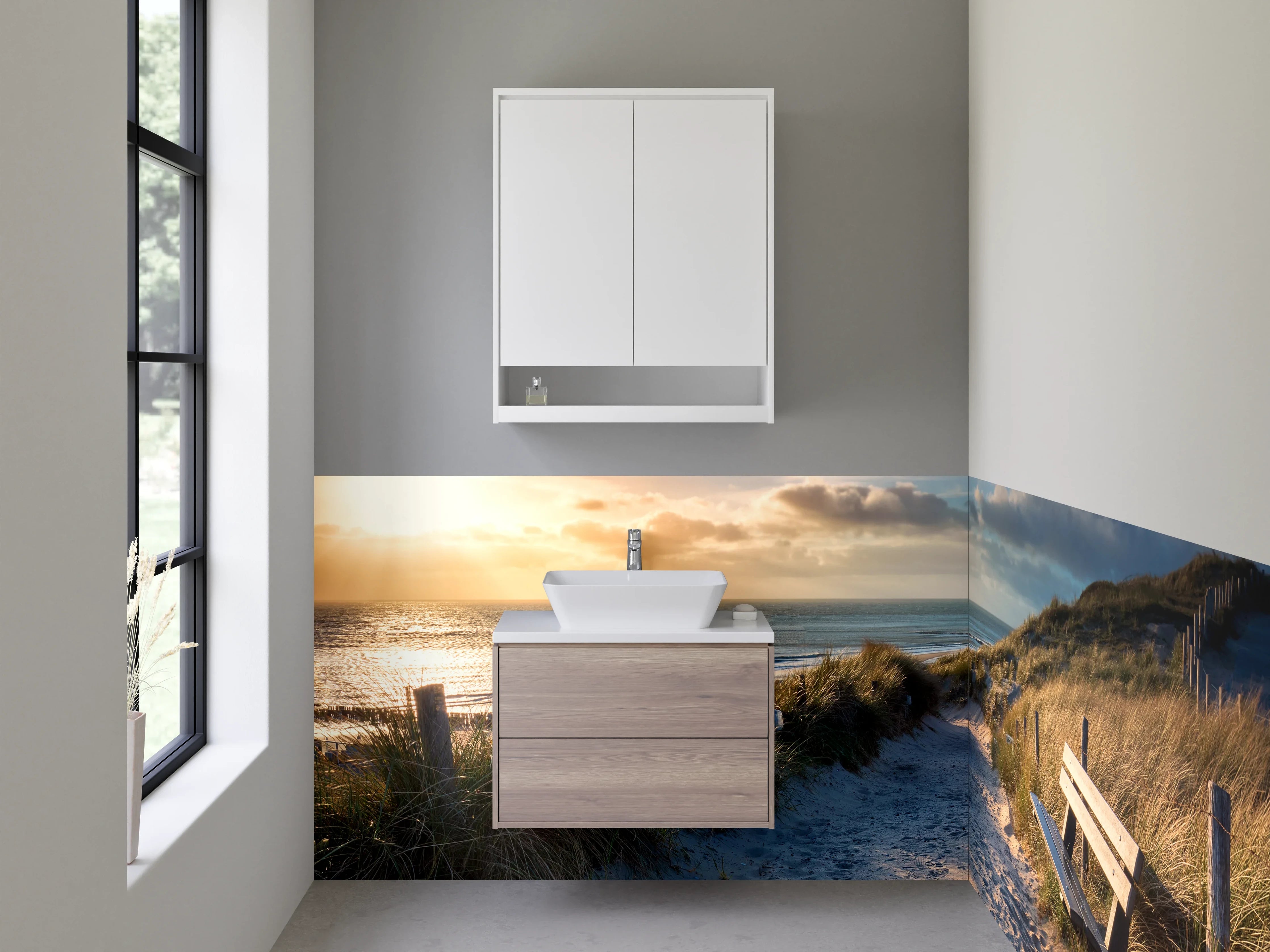 Waschbecken-Rückwand - Dämmerung im Grauschimmer