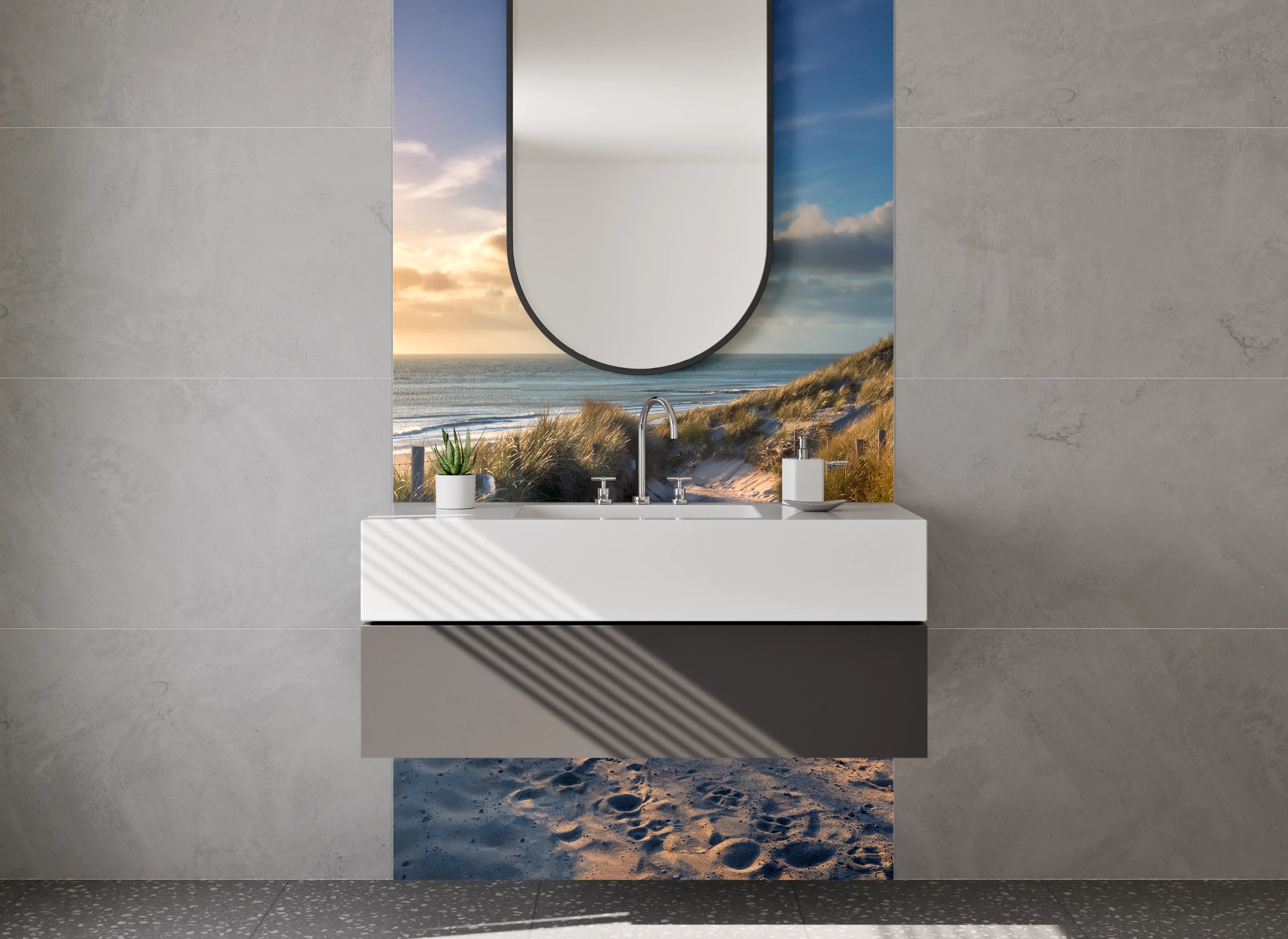 Waschbecken-Rückwand - Dämmerung im Grauschimmer