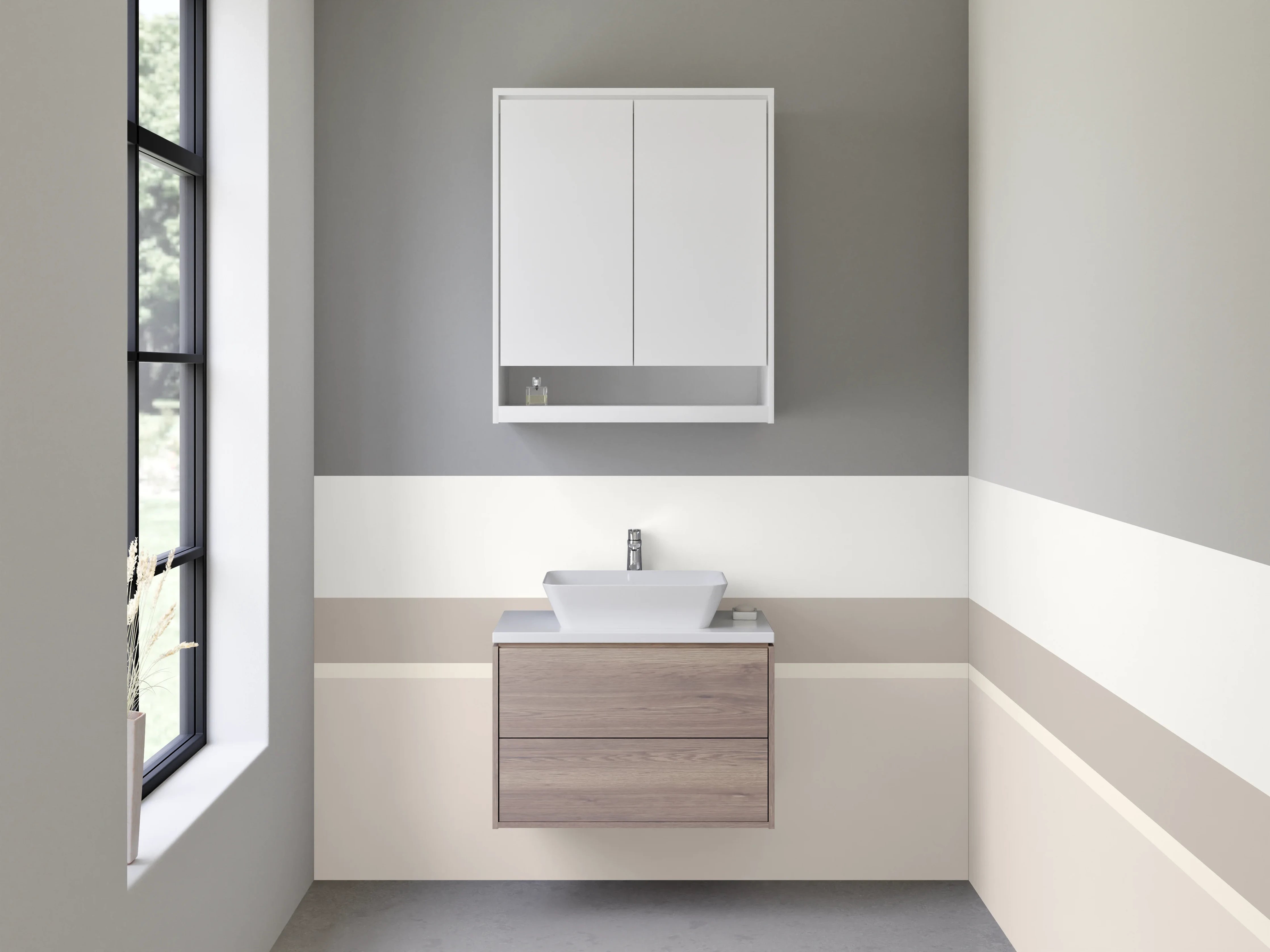 Waschbecken-Rückwand - Dezenter Beige-Ton mit subtilen Texturen