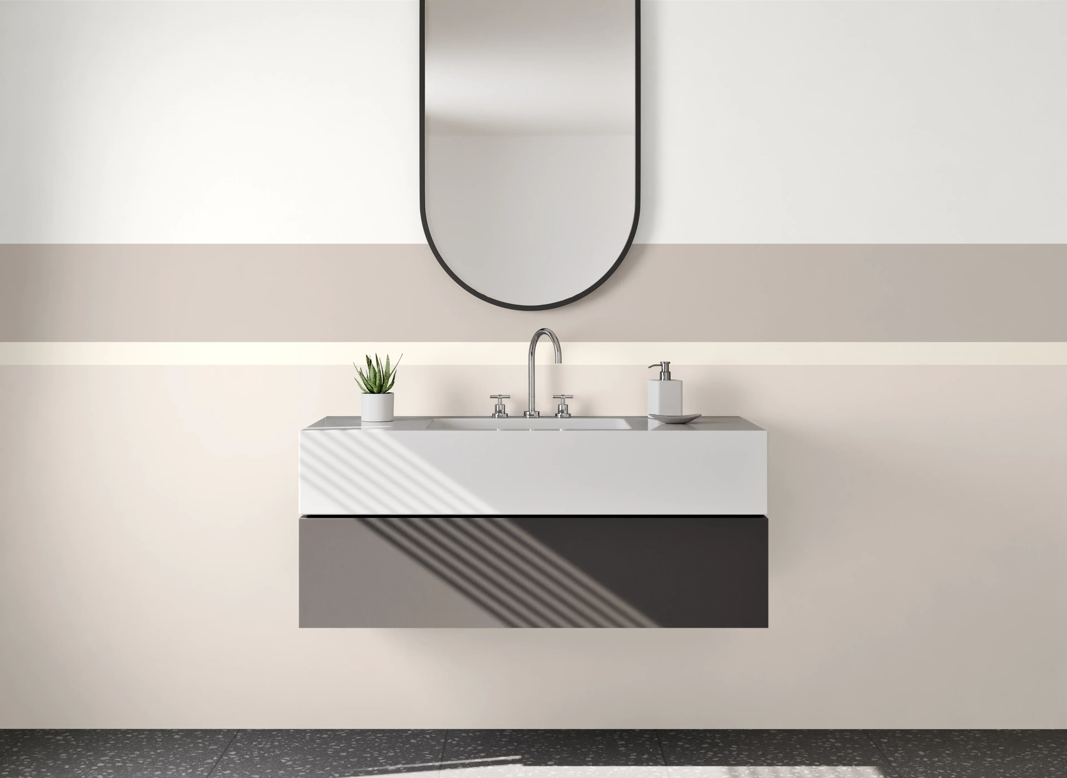 Waschbecken-Rückwand - Dezenter Beige-Ton mit subtilen Texturen