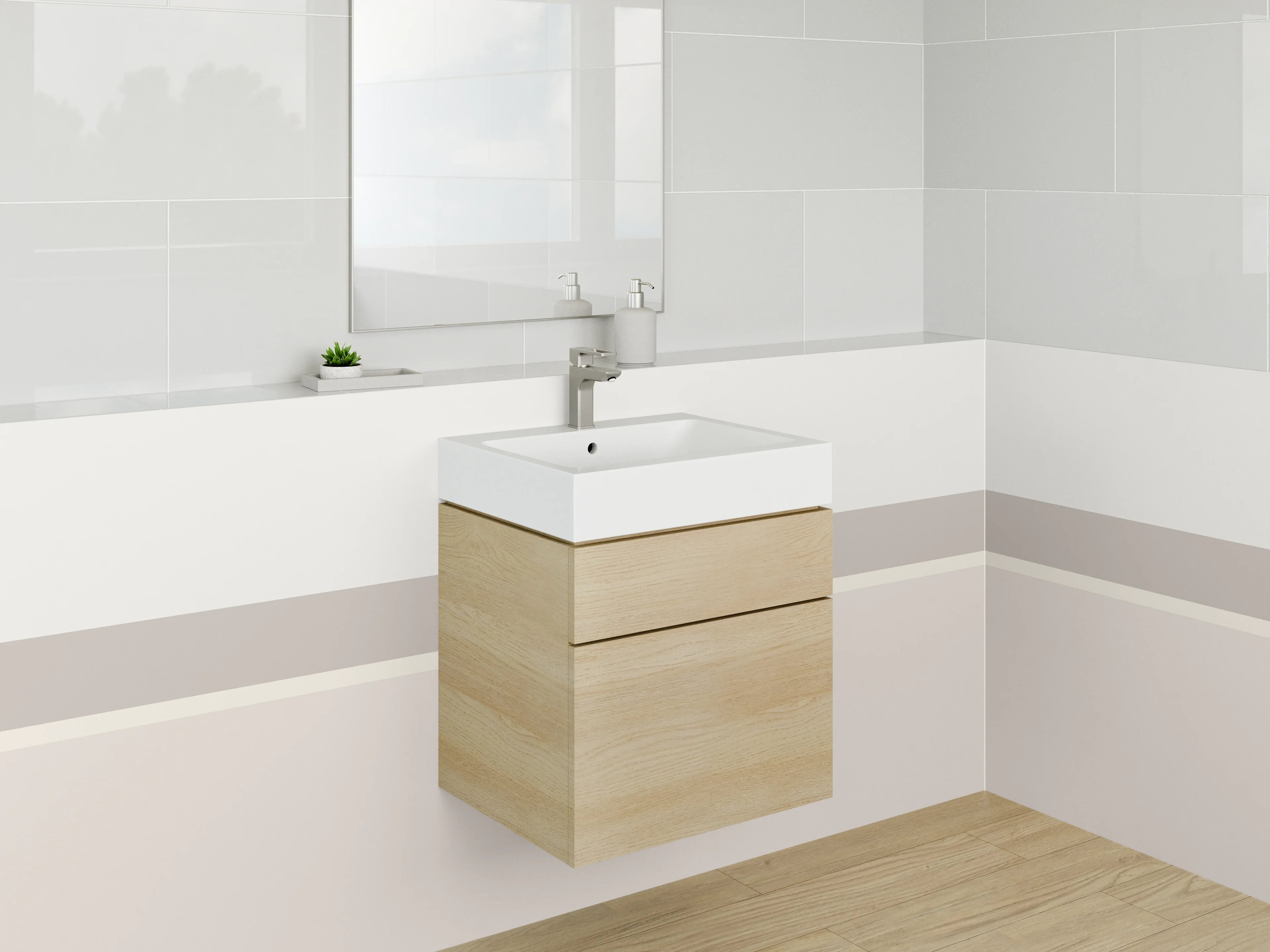 Waschbecken-Rückwand - Dezenter Beige-Ton mit subtilen Texturen