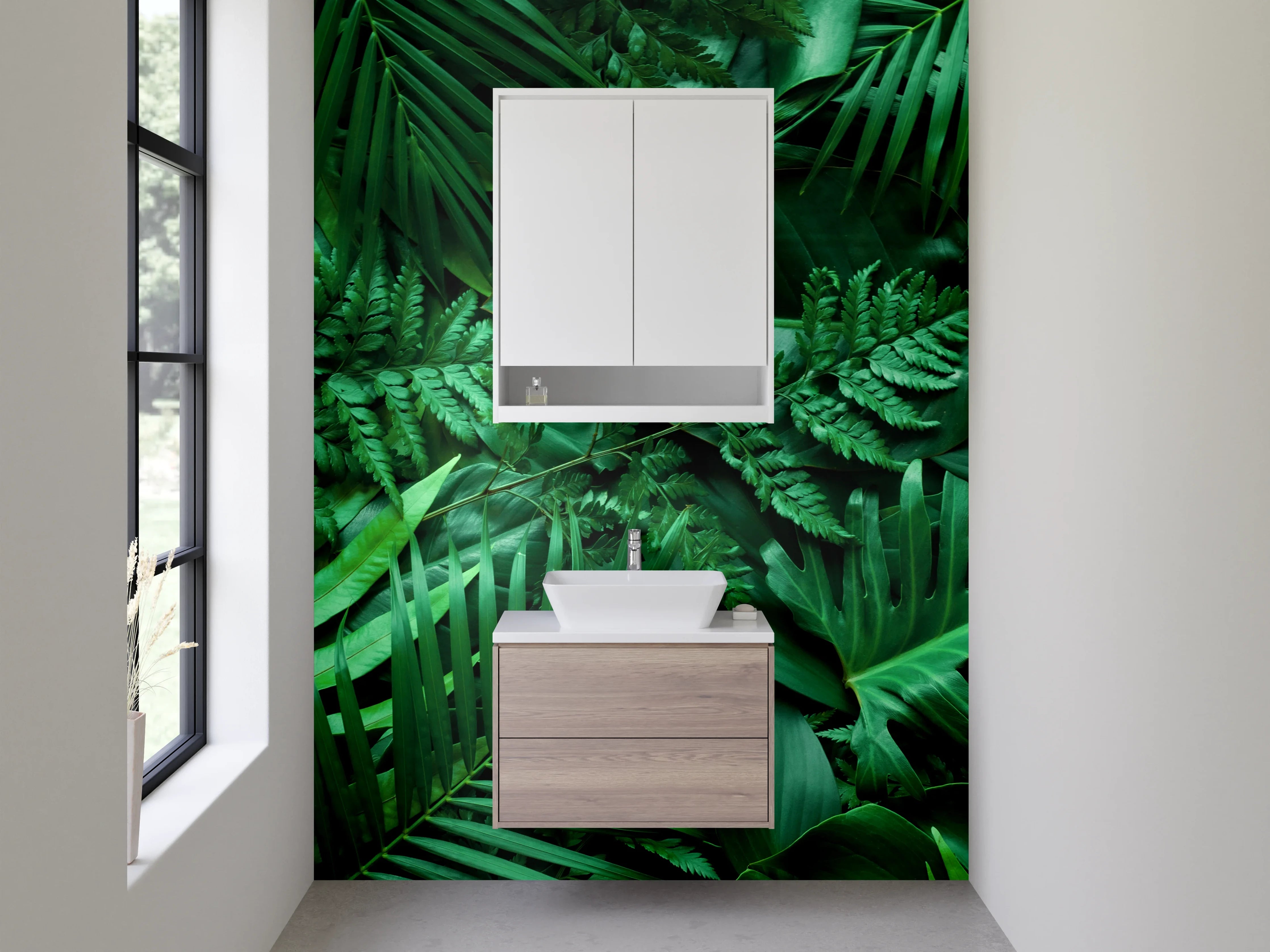 Waschbecken-Rückwand - Dschungel Blätter Naturgrün