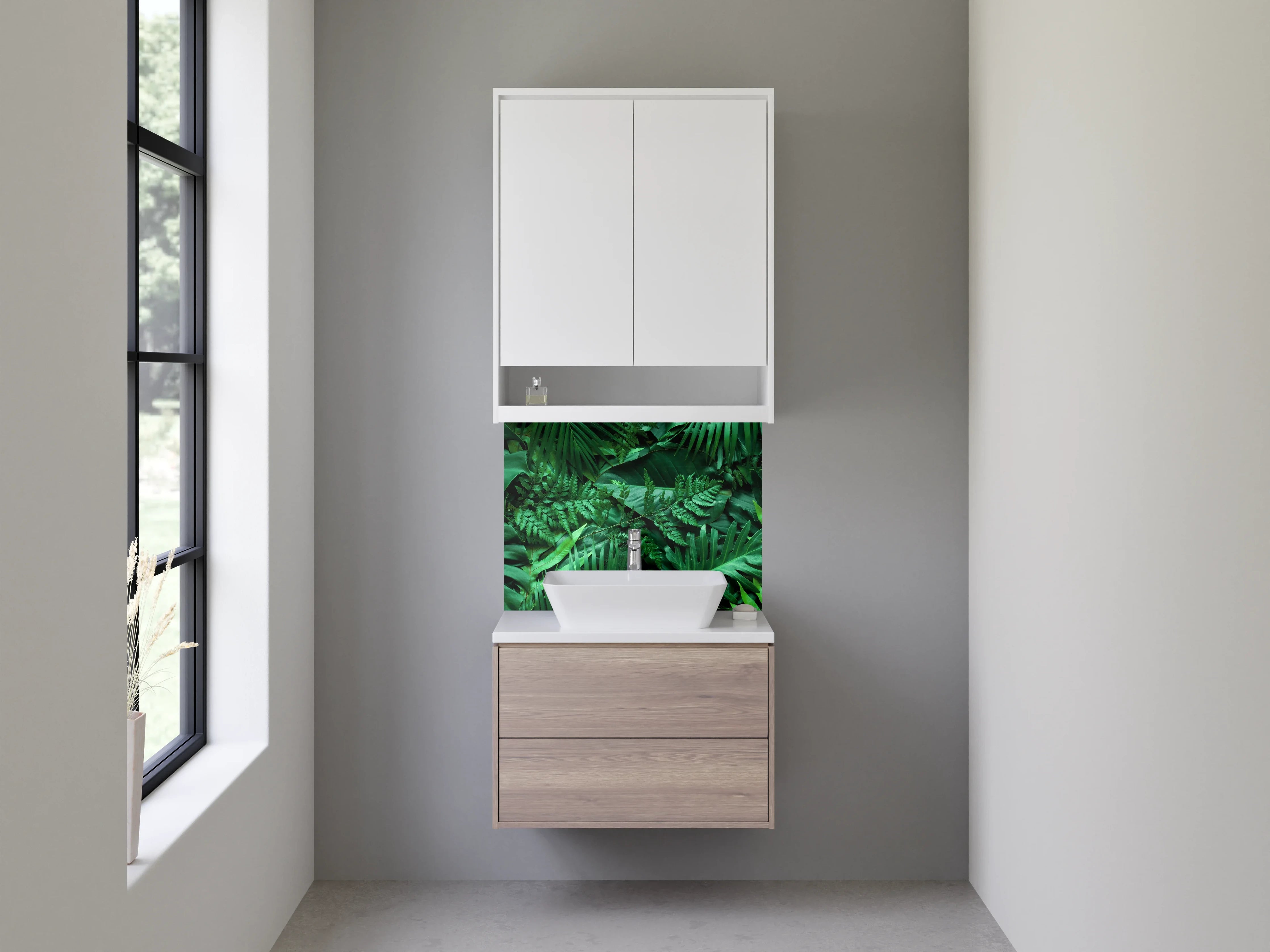 Waschbecken-Rückwand - Dschungel Blätter Naturgrün