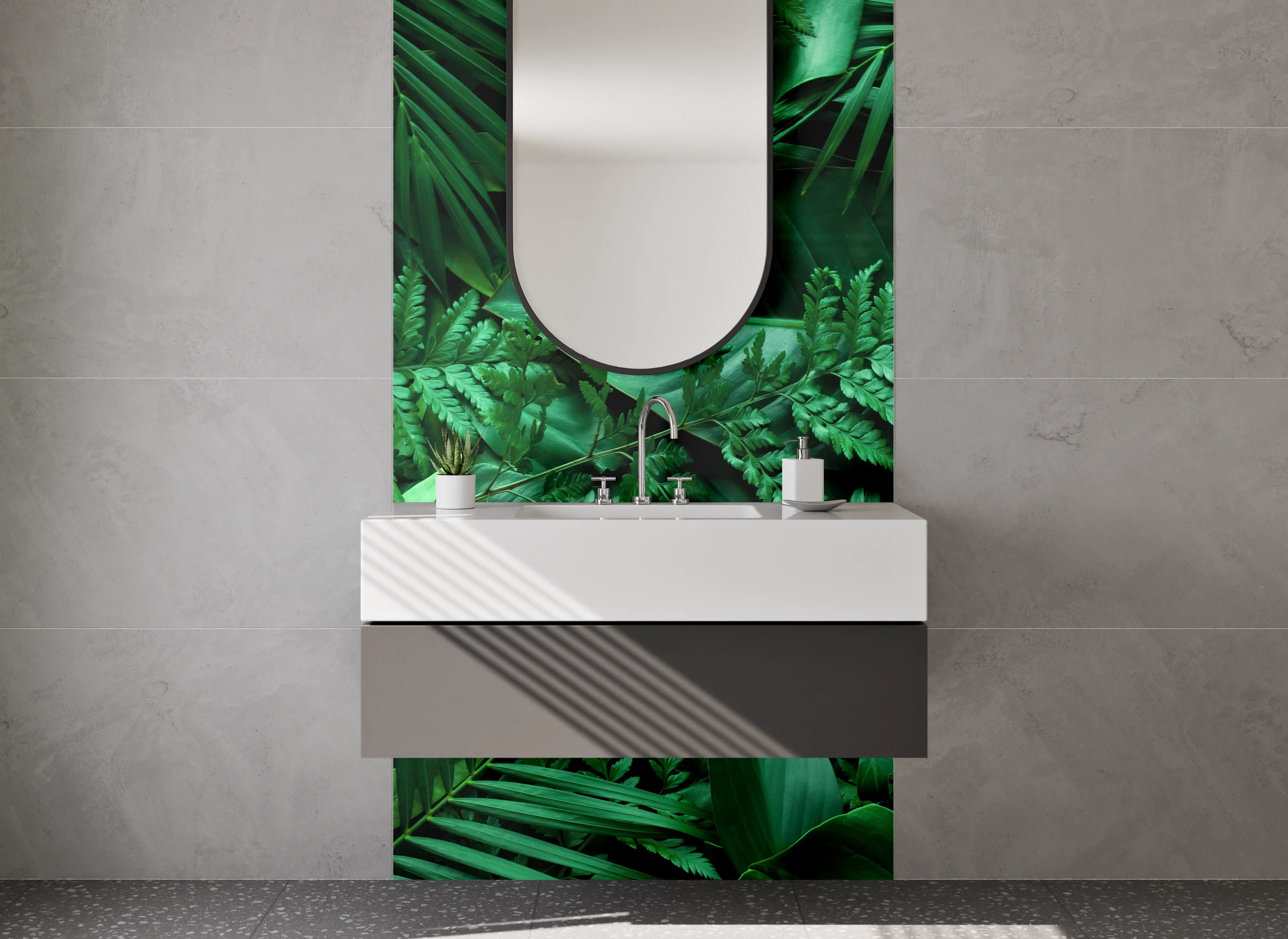 Waschbecken-Rückwand - Dschungel Blätter Naturgrün