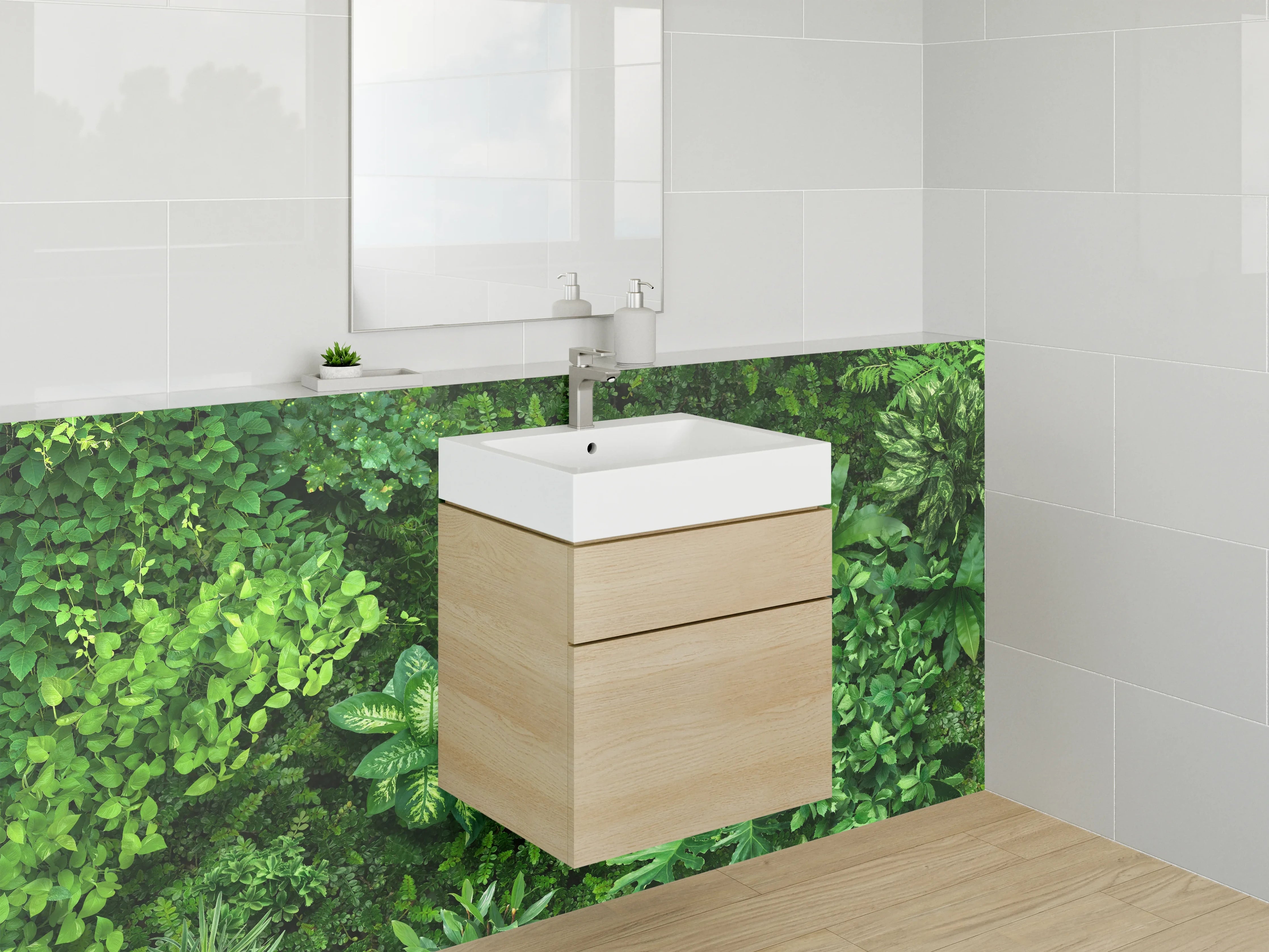 Waschbecken-Rückwand - Dschungel Grüne Pflanzen Wanddeko