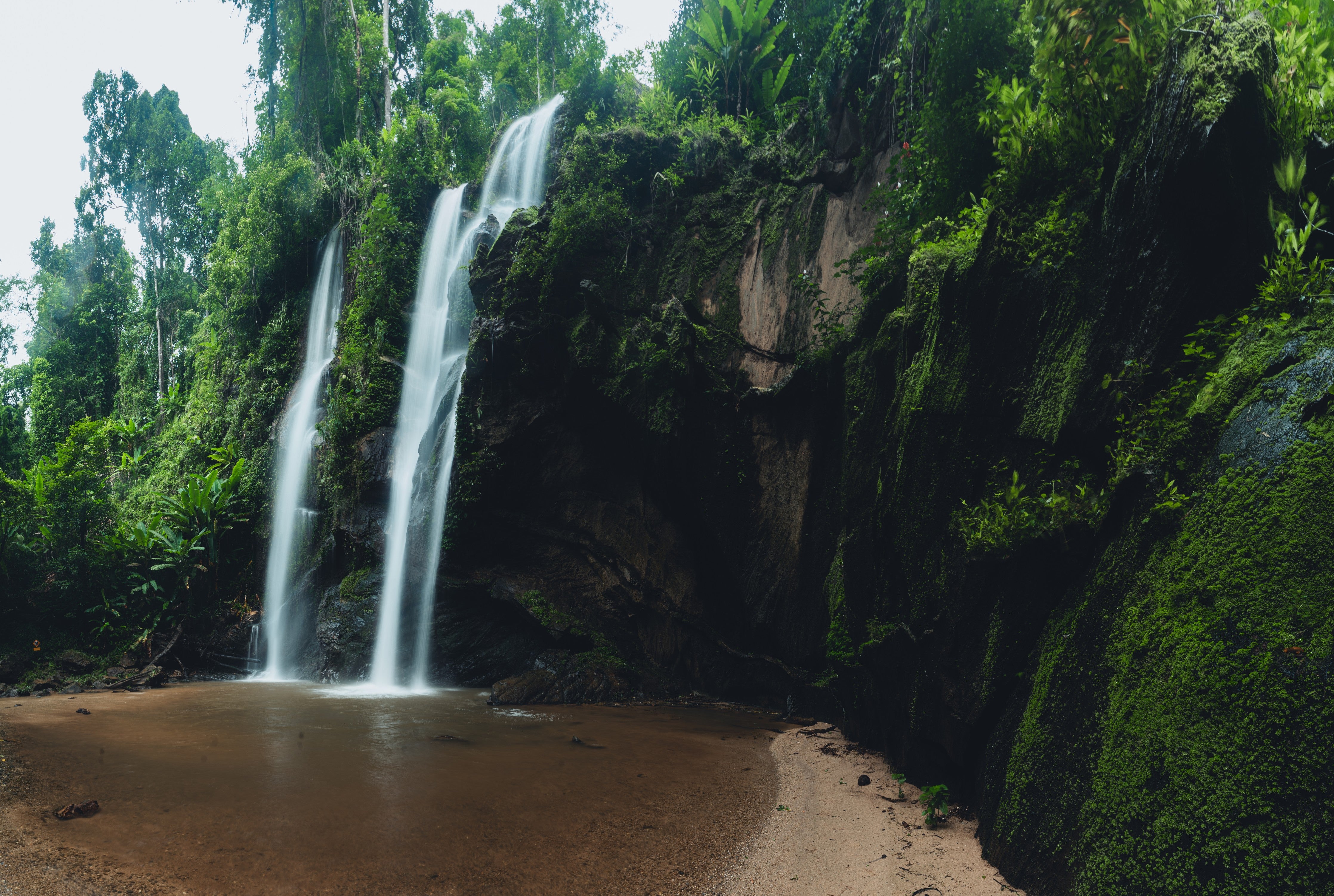 Waschbecken-Rückwand-Dschungel-Wasserfall Naturkulisse Fotomotiv