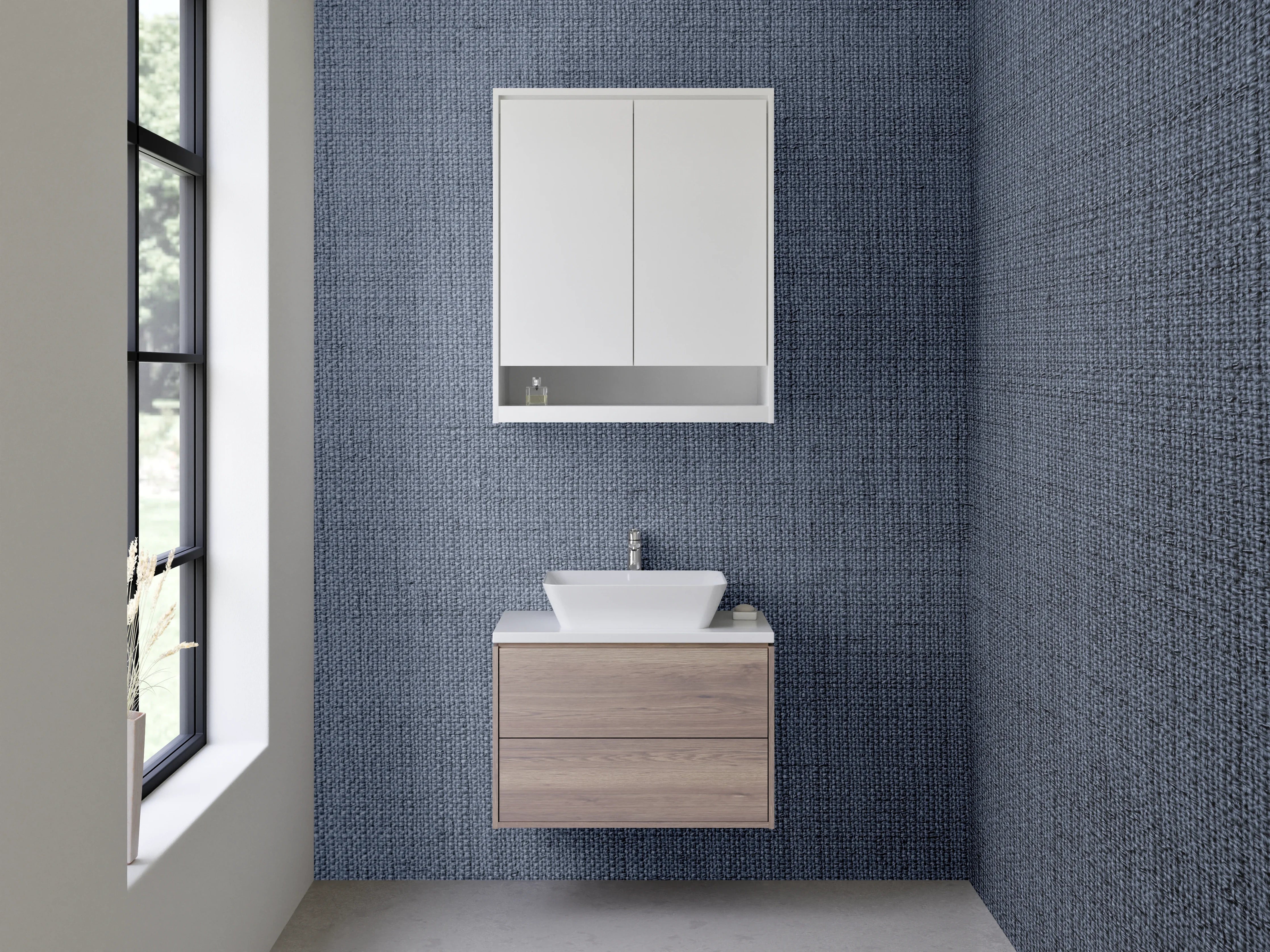 Waschbecken-Rückwand - Dunkelgrauer Stoff mit feiner Textur