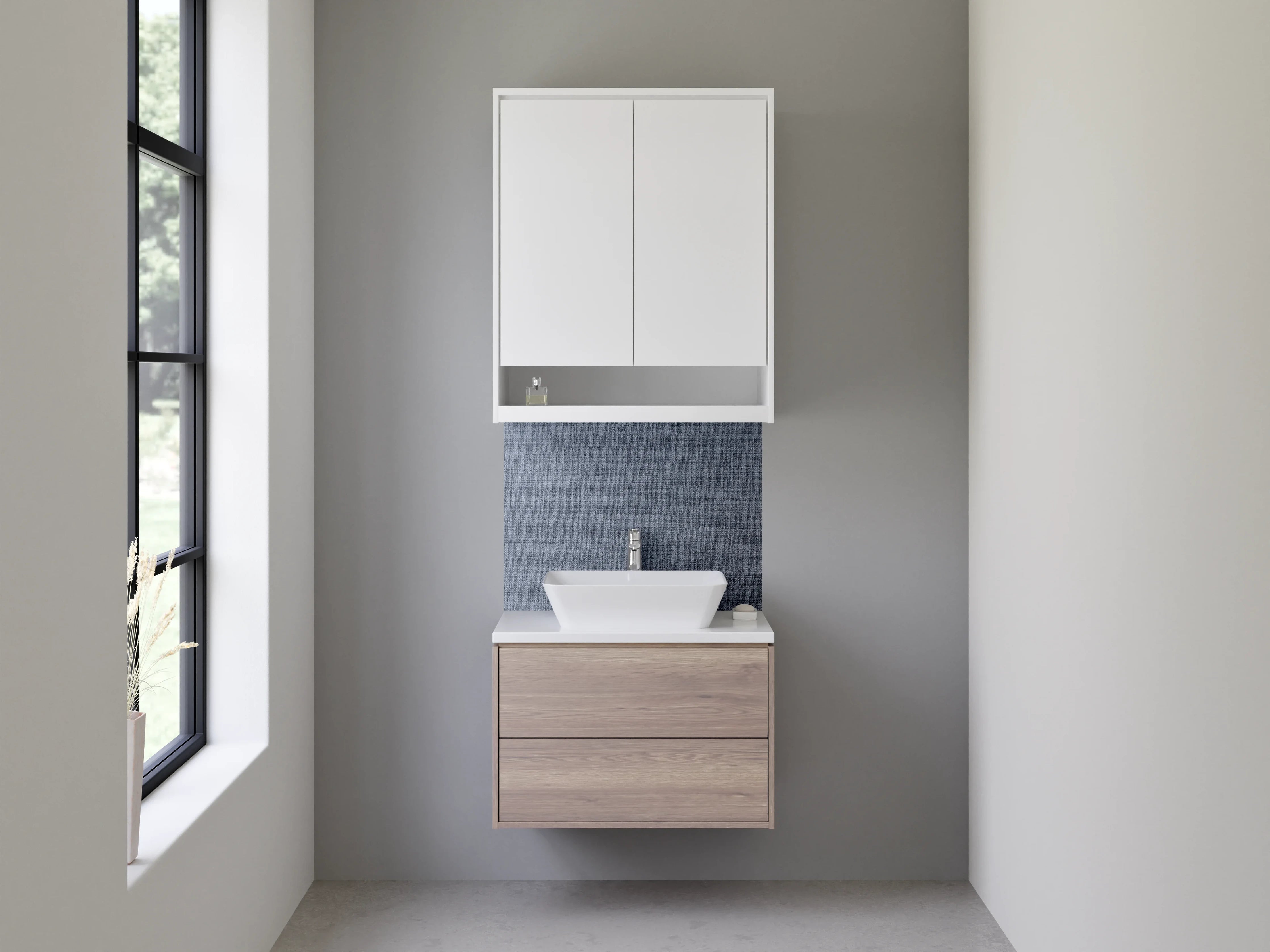 Waschbecken-Rückwand - Dunkelgrauer Stoff mit feiner Textur