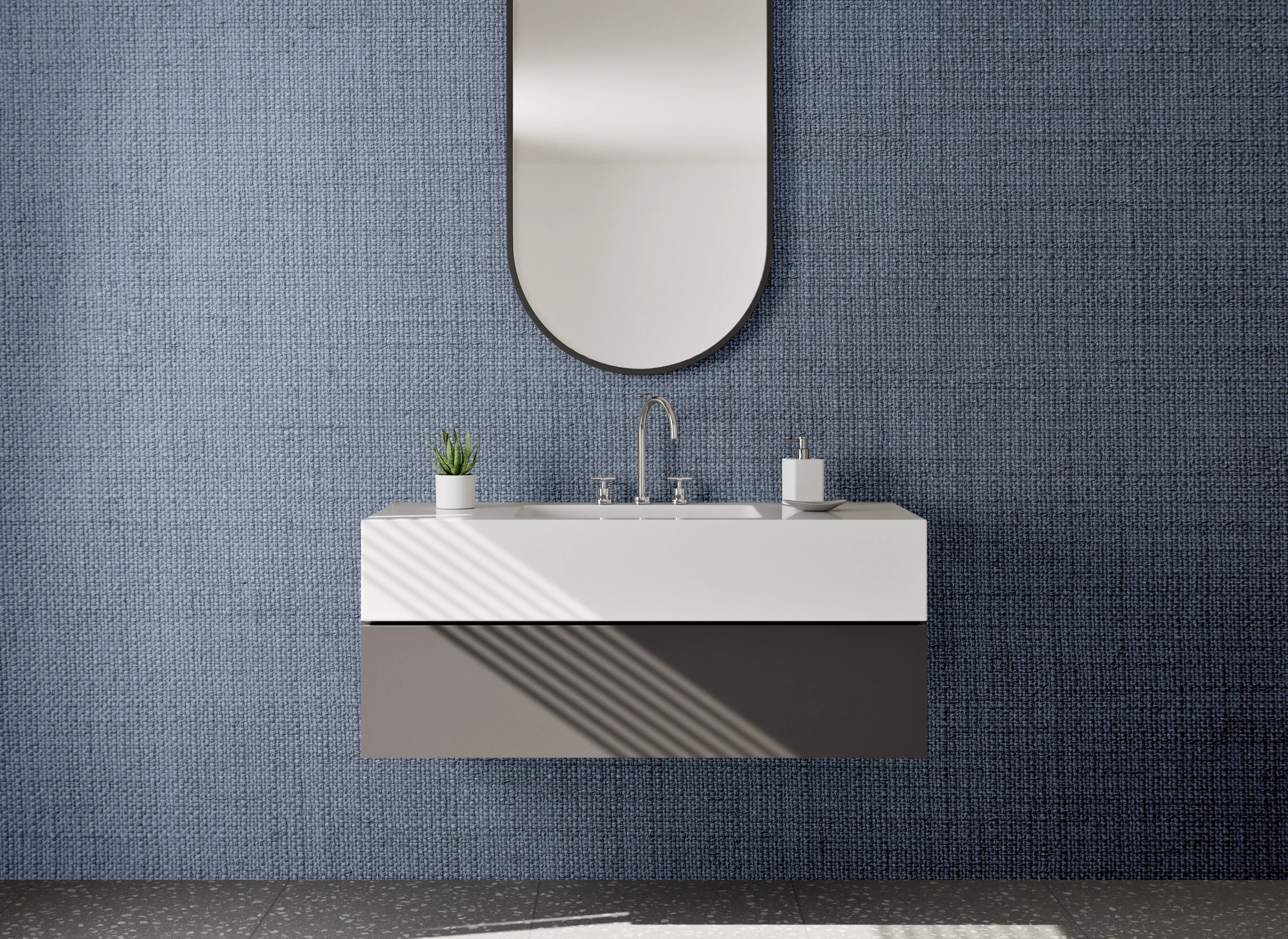 Waschbecken-Rückwand - Dunkelgrauer Stoff mit feiner Textur