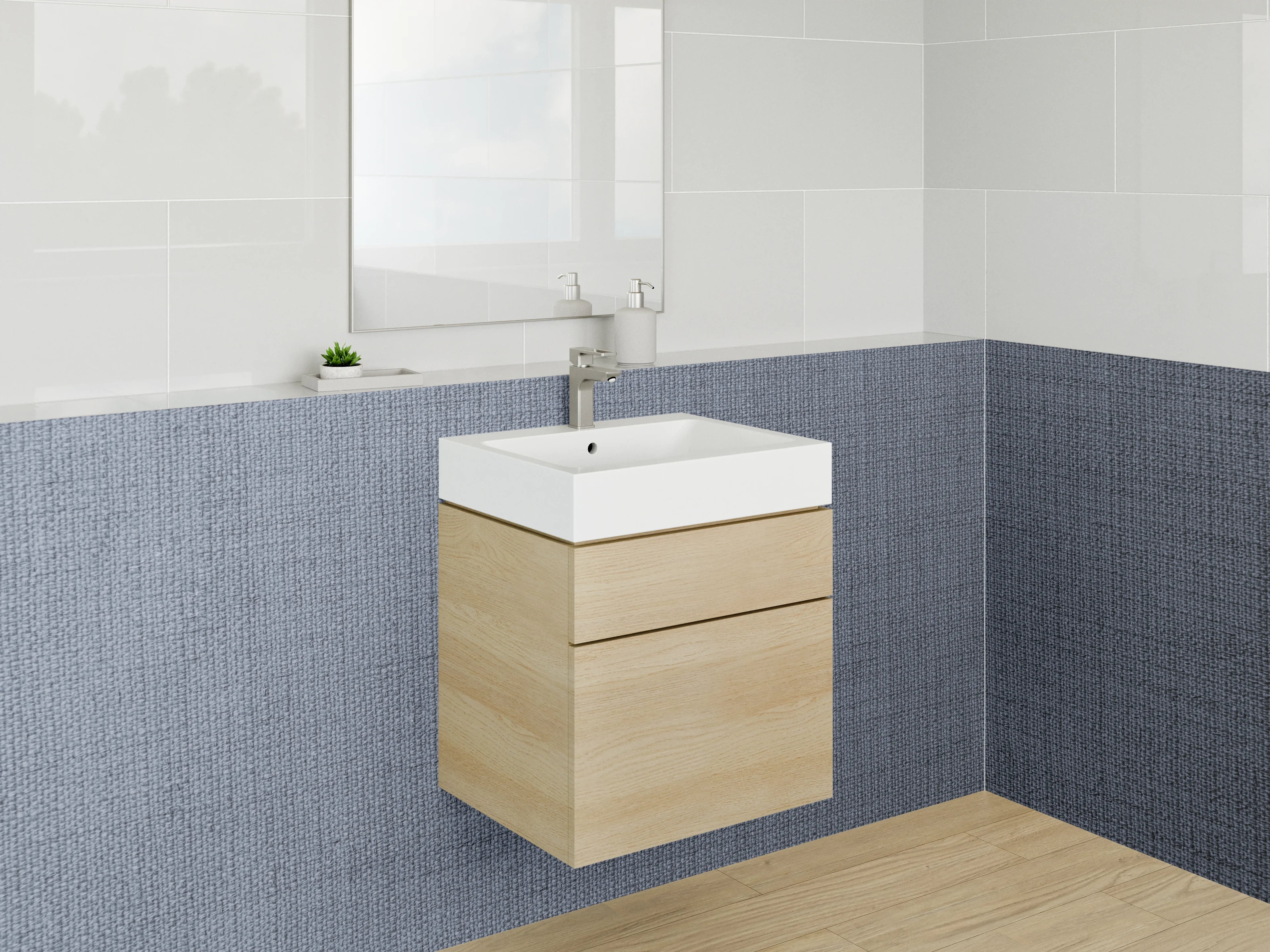 Waschbecken-Rückwand - Dunkelgrauer Stoff mit feiner Textur