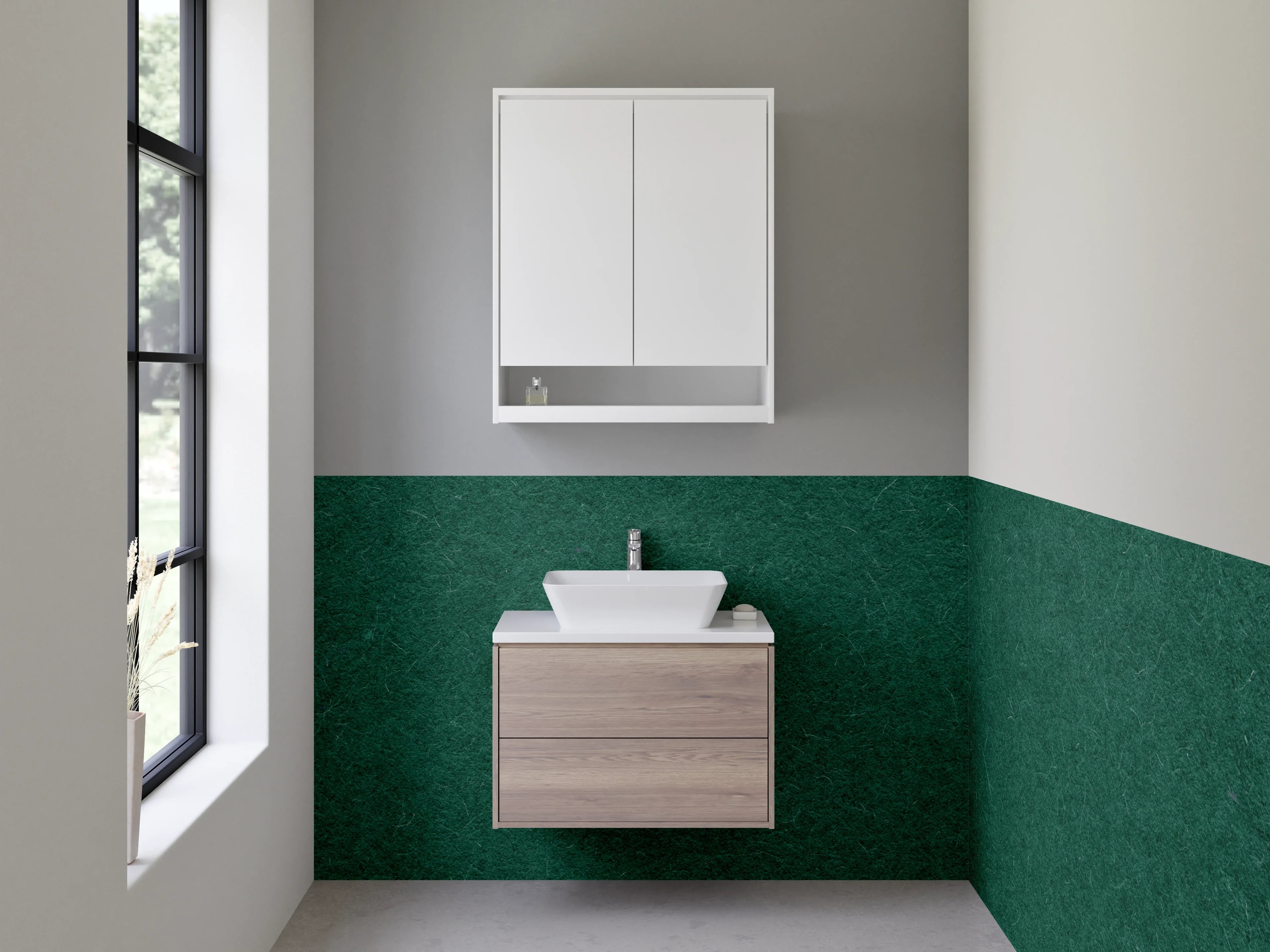 Waschbecken-Rückwand - Dunkelgrün Uni-Design für Bad & Küche