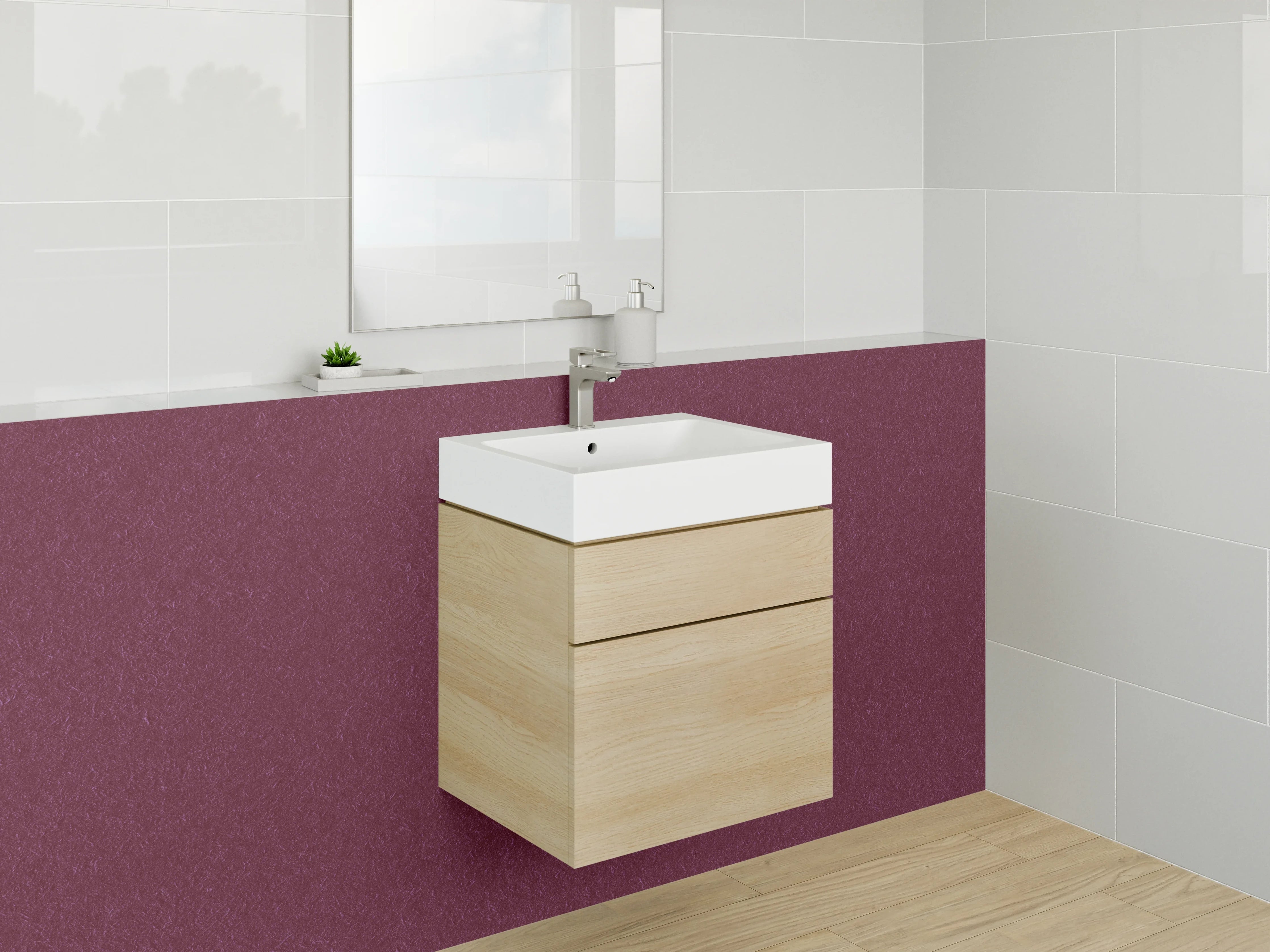 Waschbecken-Rückwand - Dunkelrot Uni-Optik Küchenrückwand