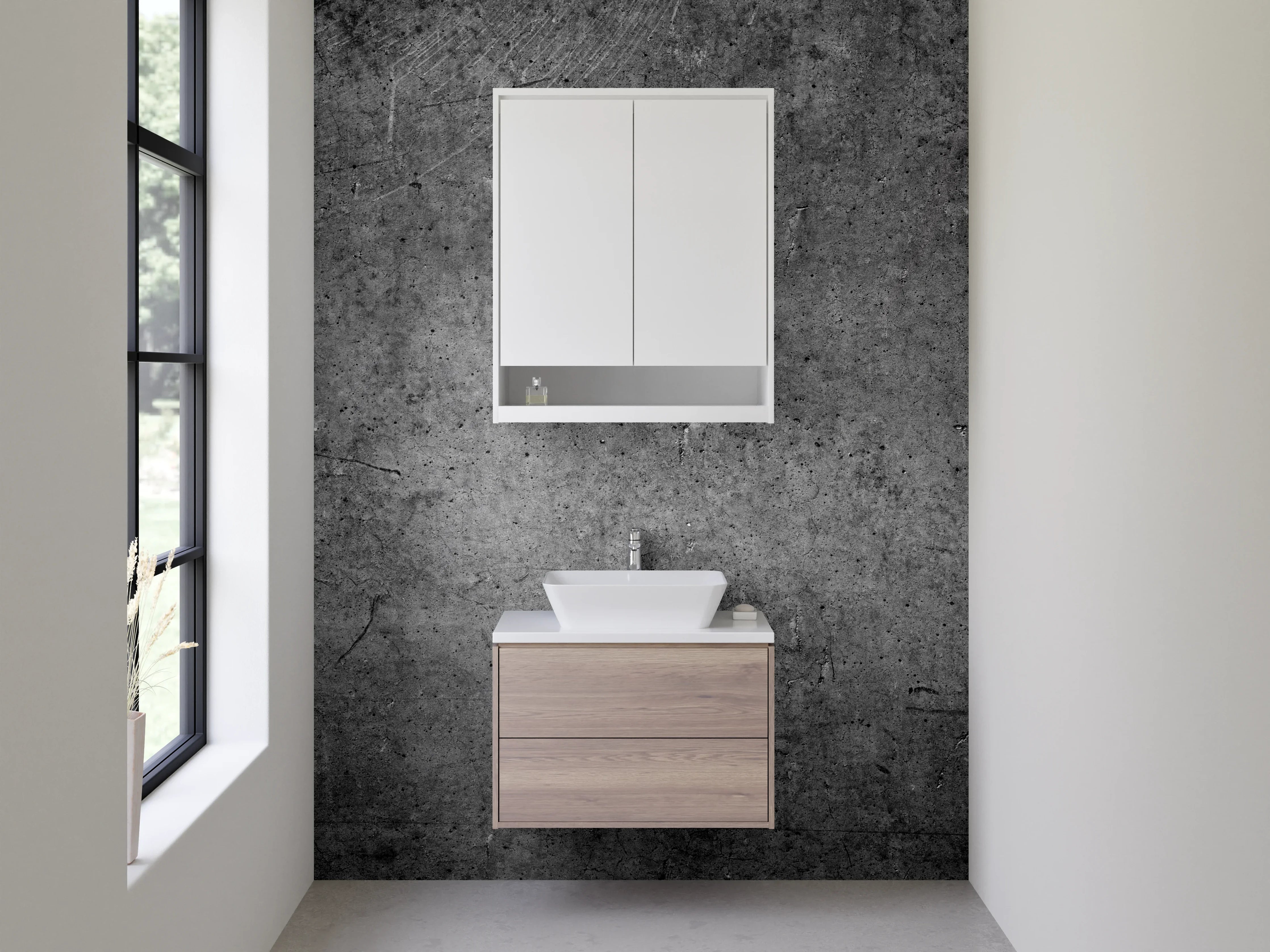 Waschbecken-Rückwand - Dunkle Betonoptik für moderne Räume