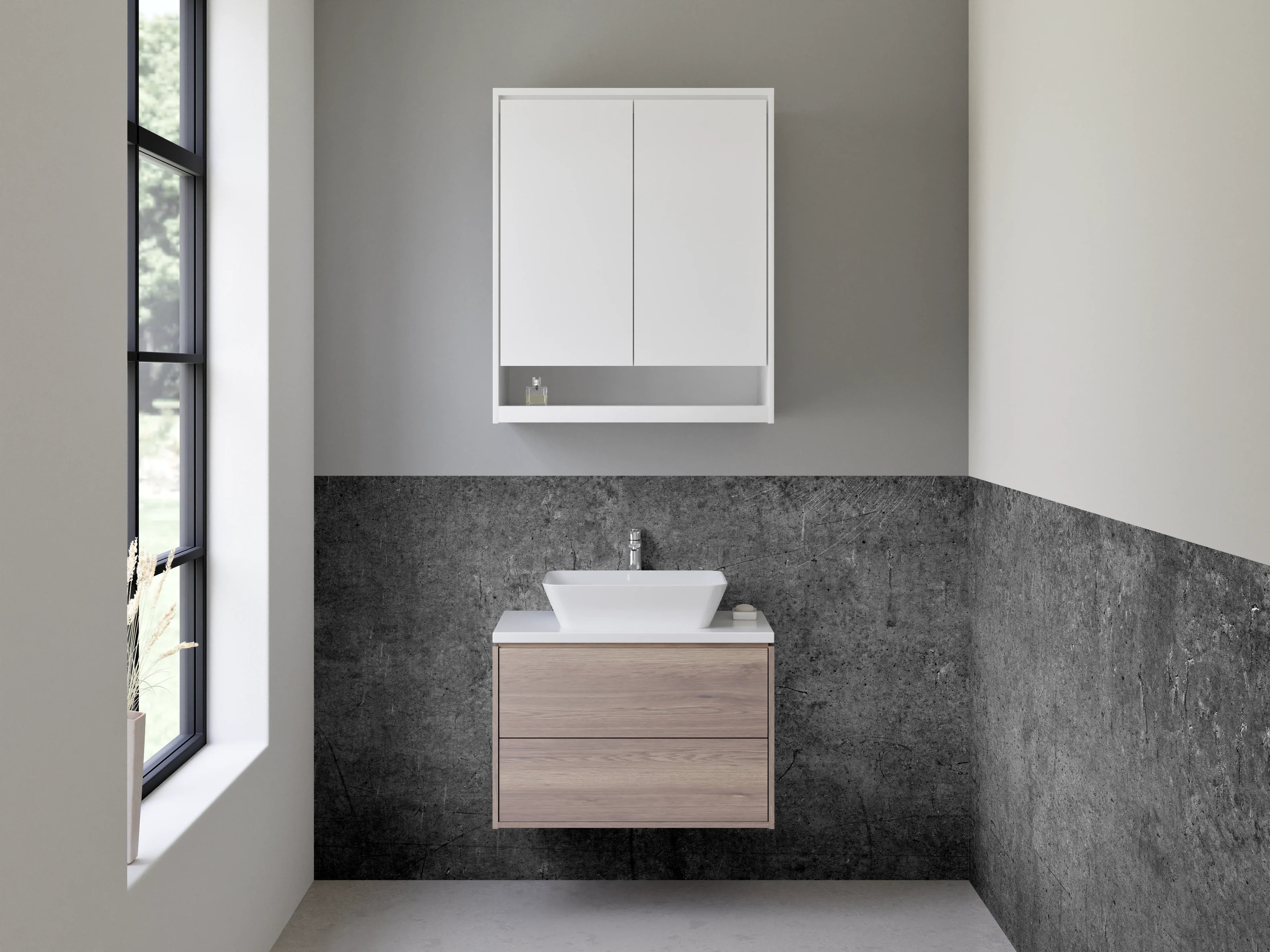 Waschbecken-Rückwand - Dunkle Betonoptik für moderne Räume