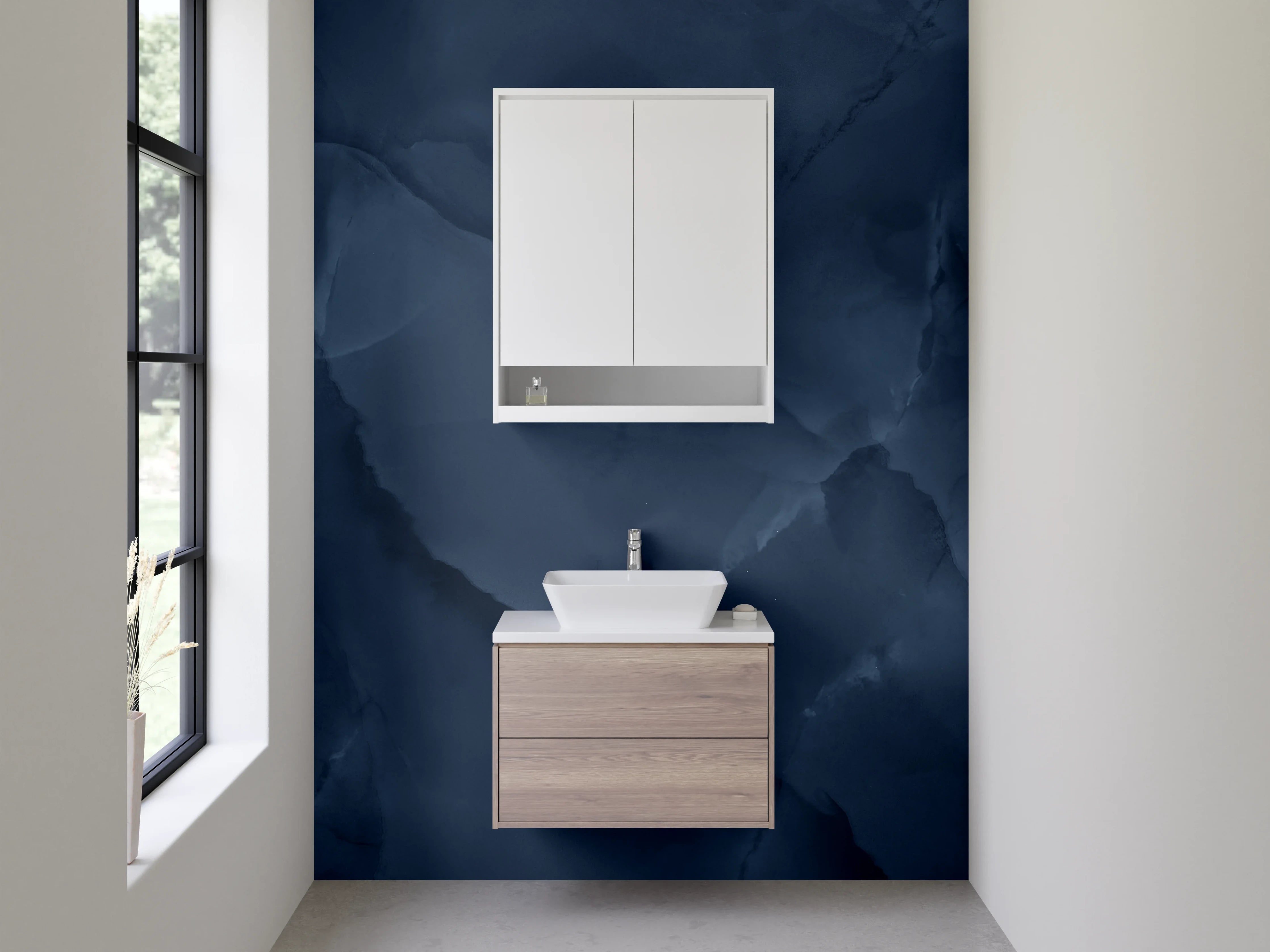 Waschbecken-Rückwand - Dunkle Blaue Marmor-Textur