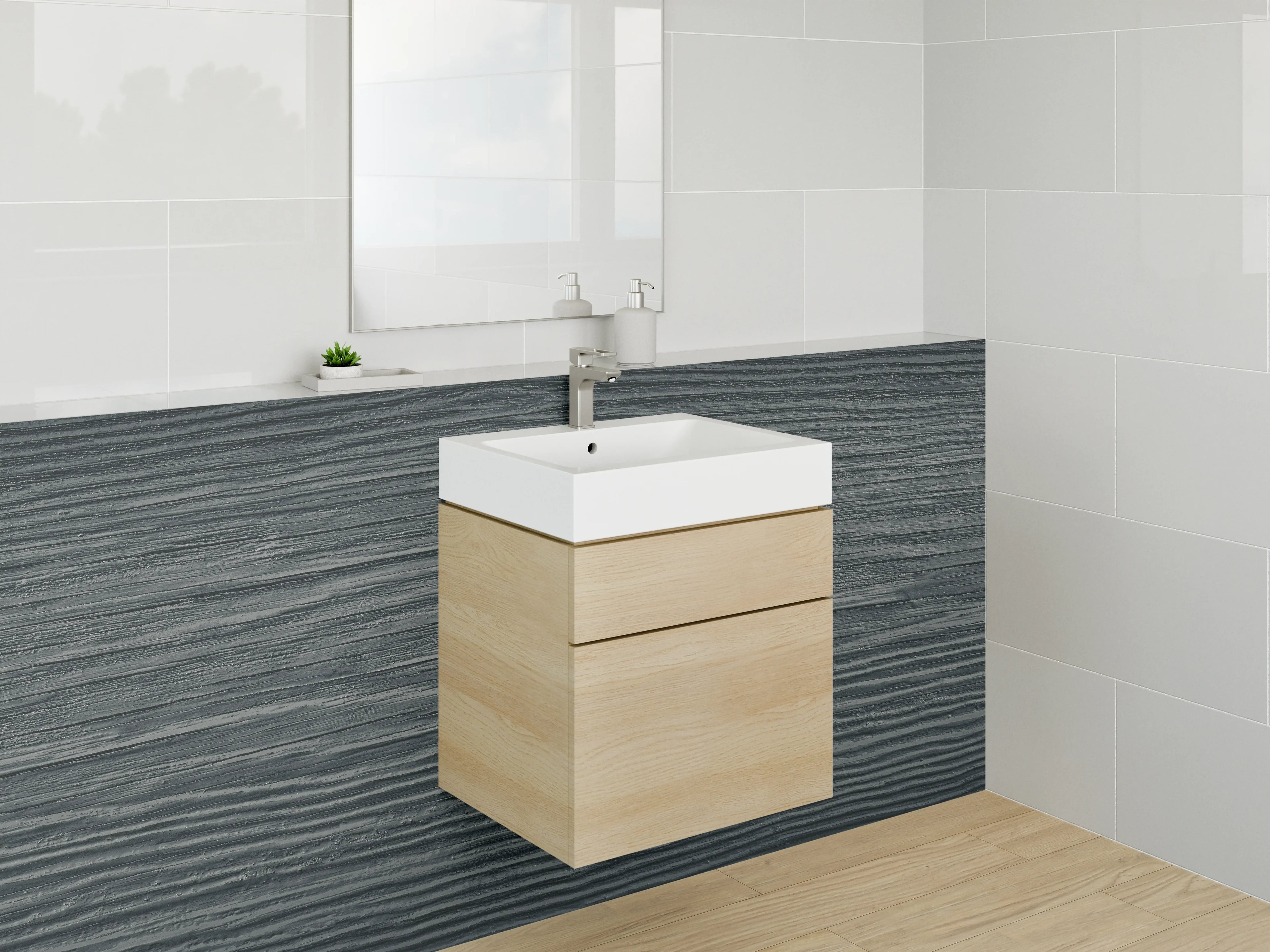 Waschbecken-Rückwand - Dunkle Holzoptik Struktur