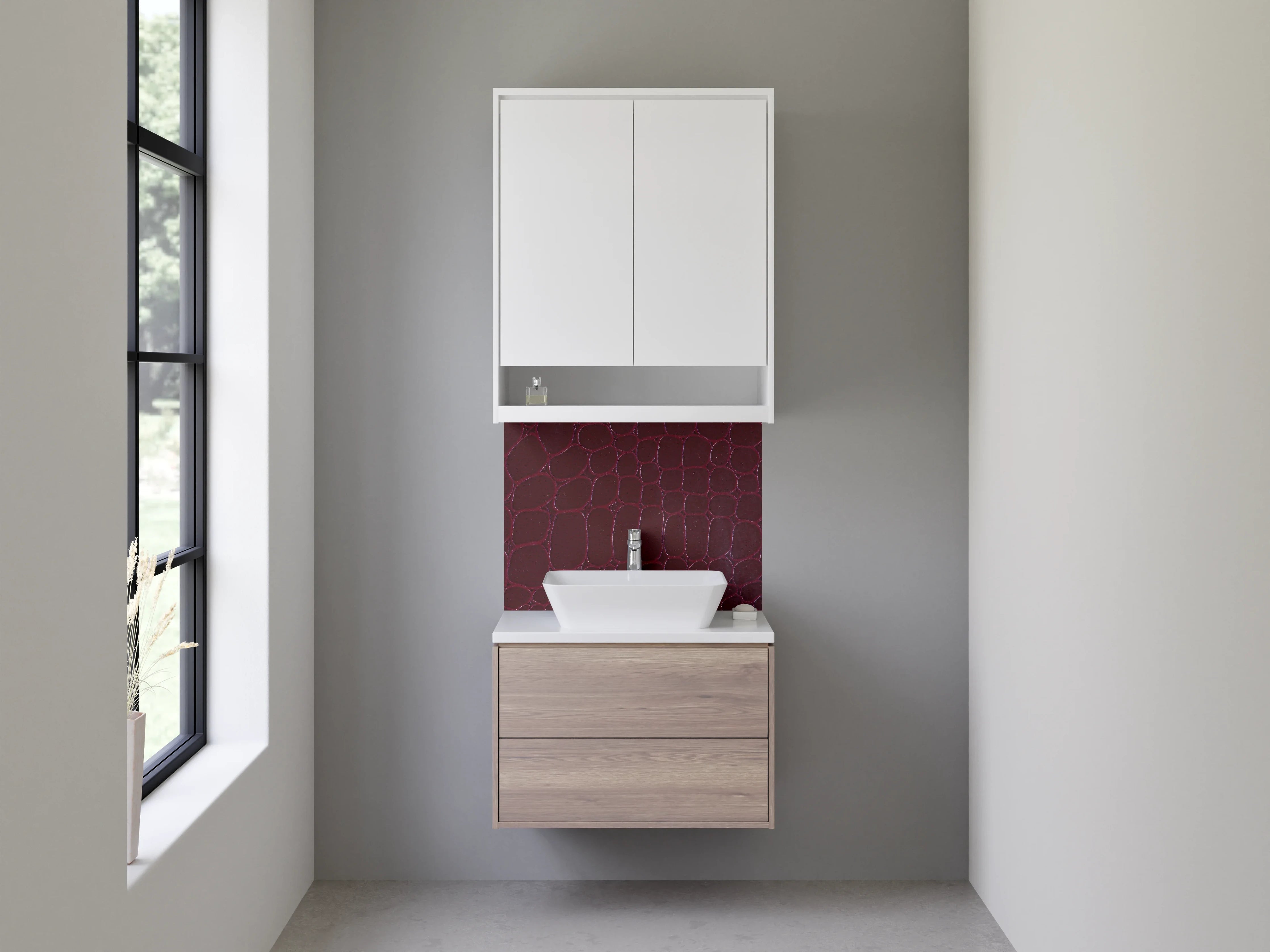 Waschbecken-Rückwand - Dunkle Kroko-Optik für Badezimmer