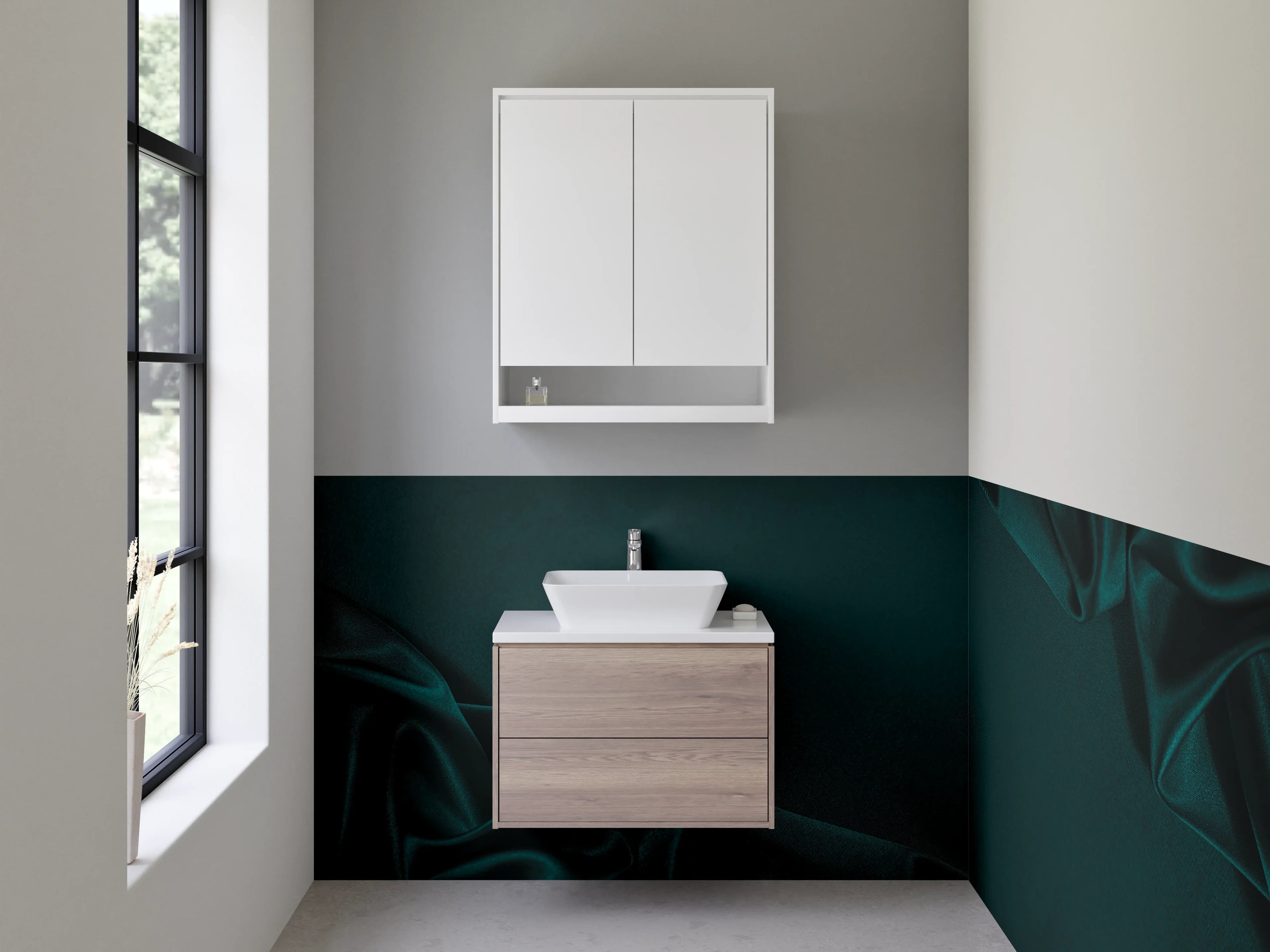 Waschbecken-Rückwand - Dunkle Samtstoff-Textur im Wrap-Stil