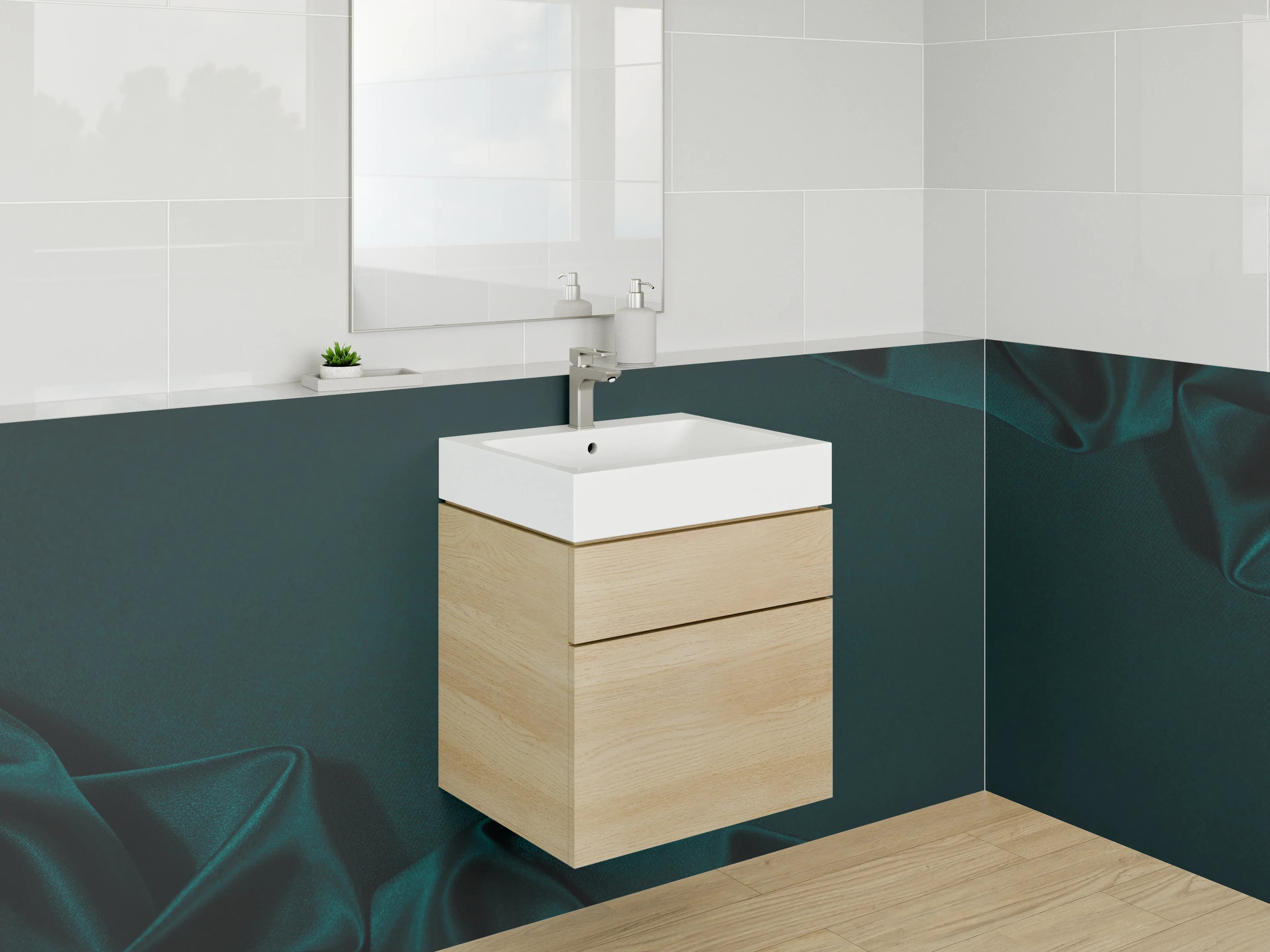 Waschbecken-Rückwand - Dunkle Samtstoff-Textur im Wrap-Stil