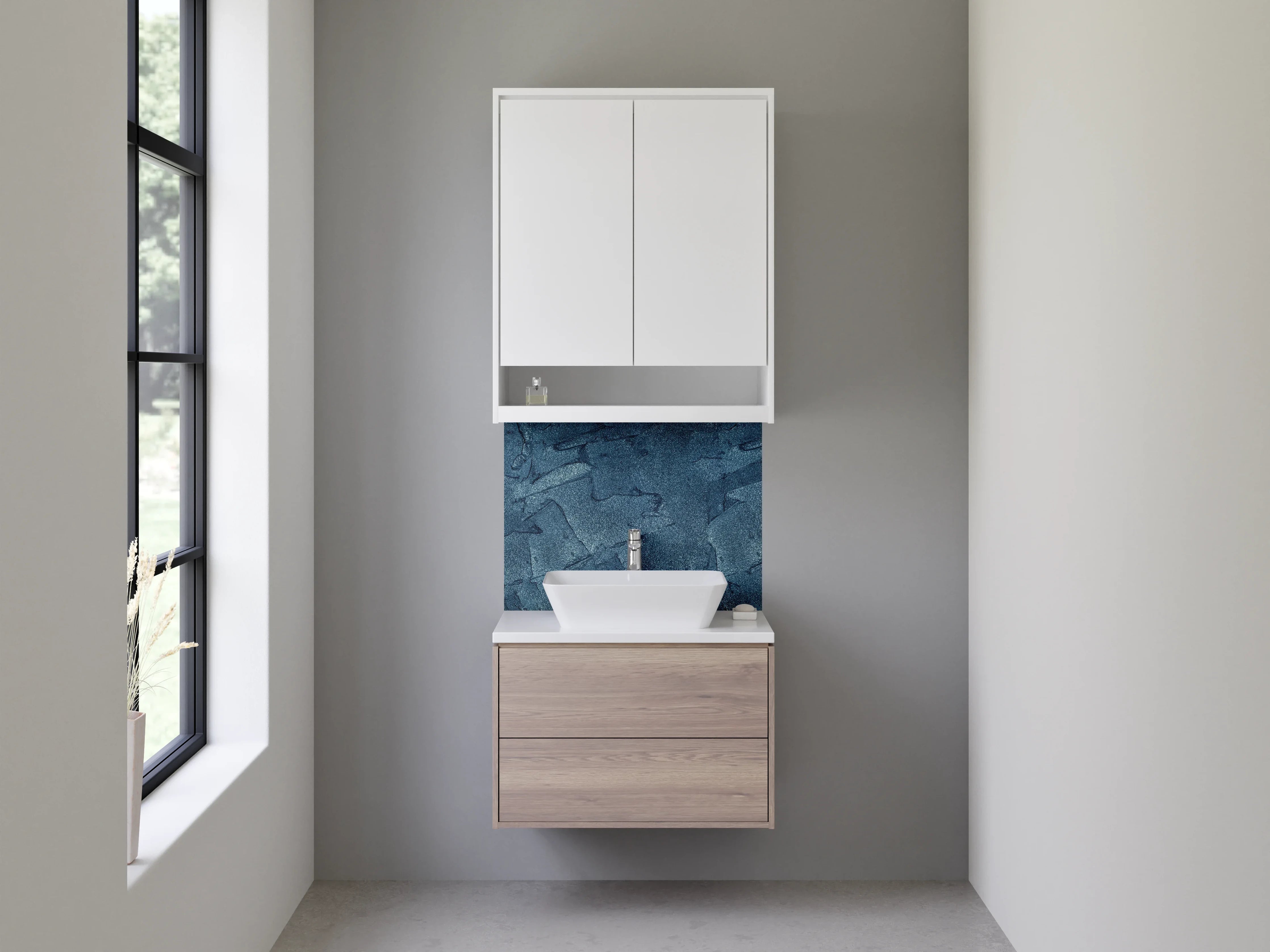 Waschbecken-Rückwand - Dunkle Steinoptik Struktur Blau