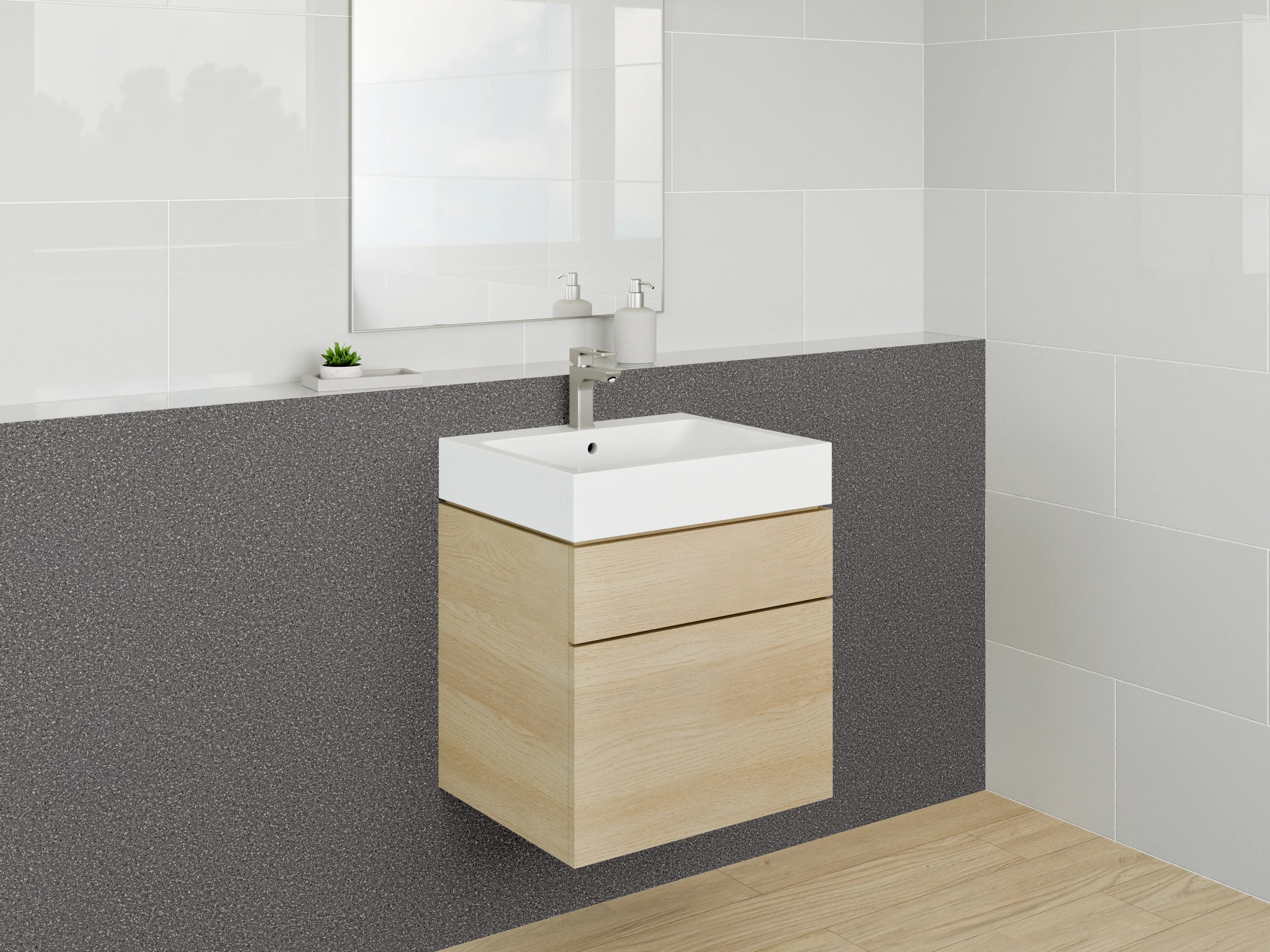 Waschbecken-Rückwand - Dunkle Steinoptik für Rückwände