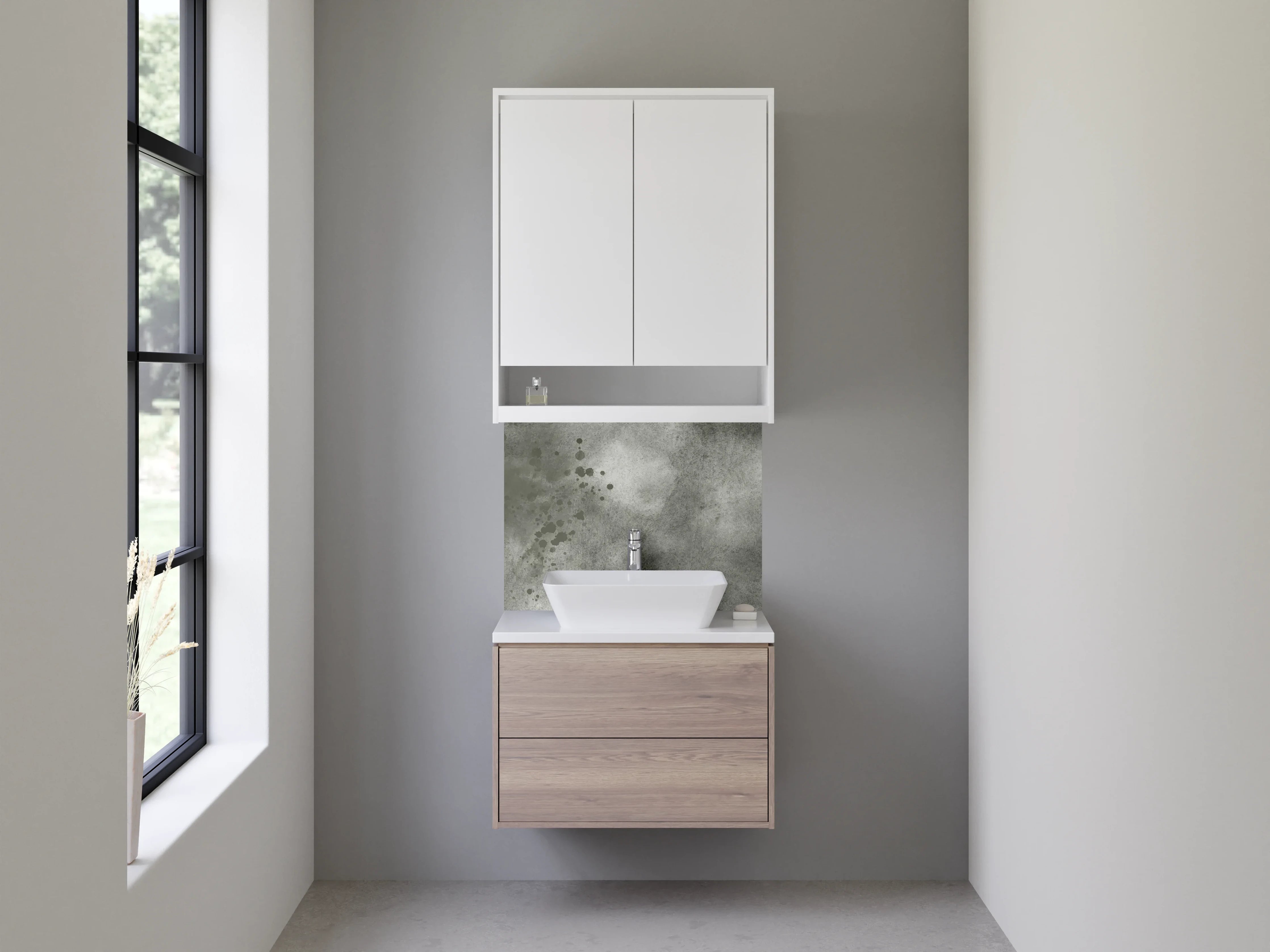 Waschbecken-Rückwand - Dunkle Wasserfarbentextur