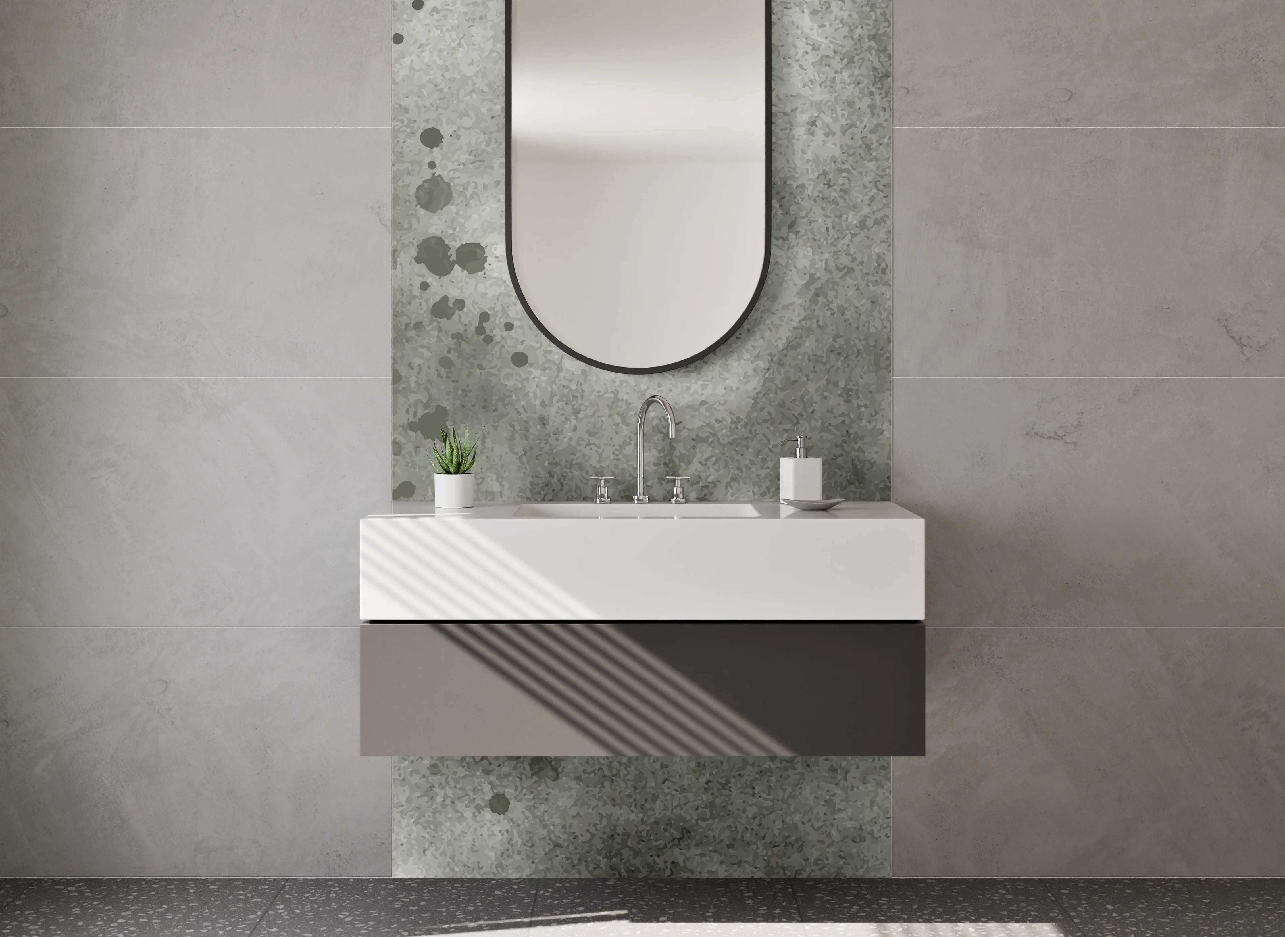 Waschbecken-Rückwand - Dunkle Wasserfarbentextur