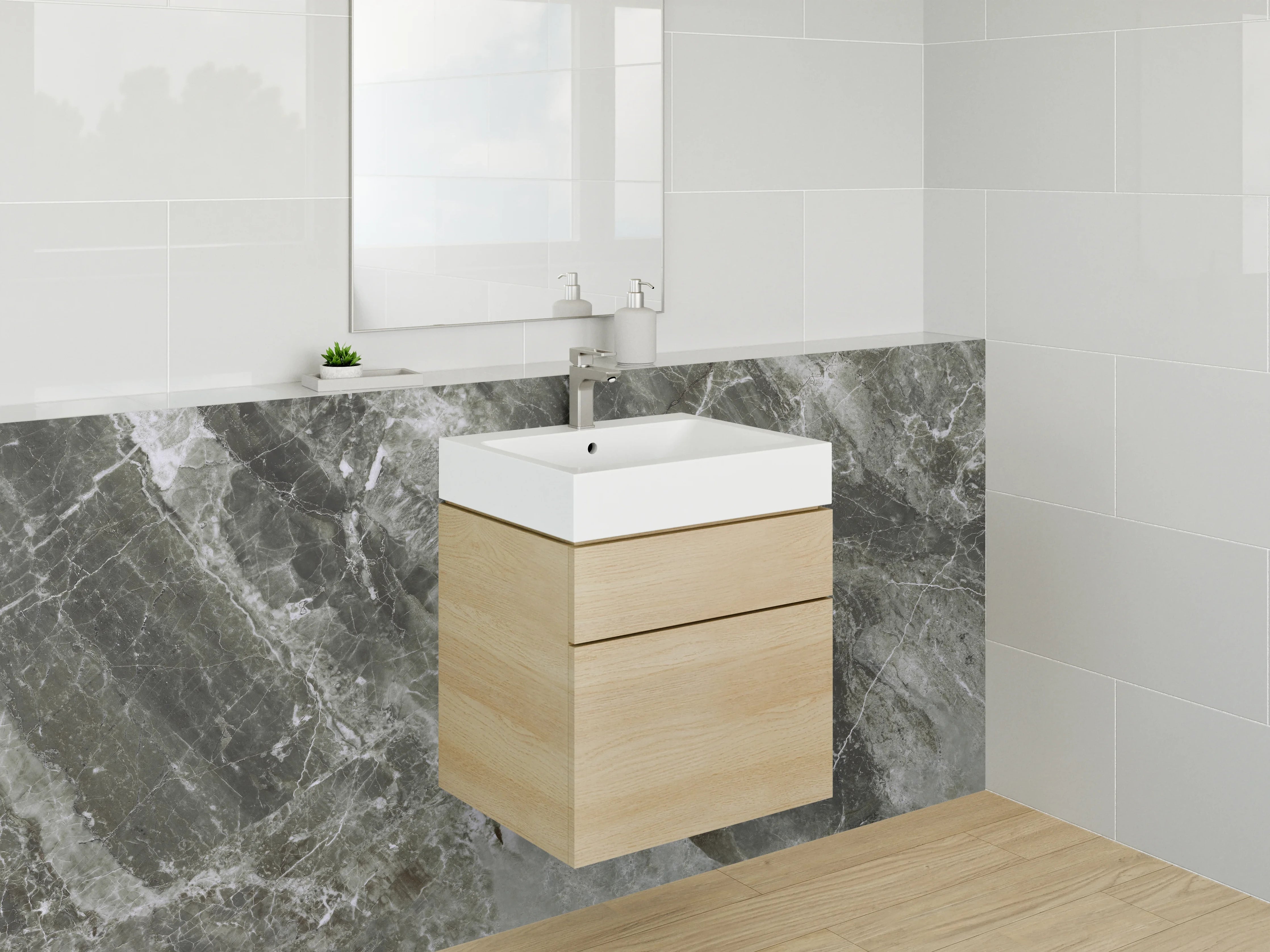 Waschbecken-Rückwand - Dunkler Marmor Look Glasrückwand