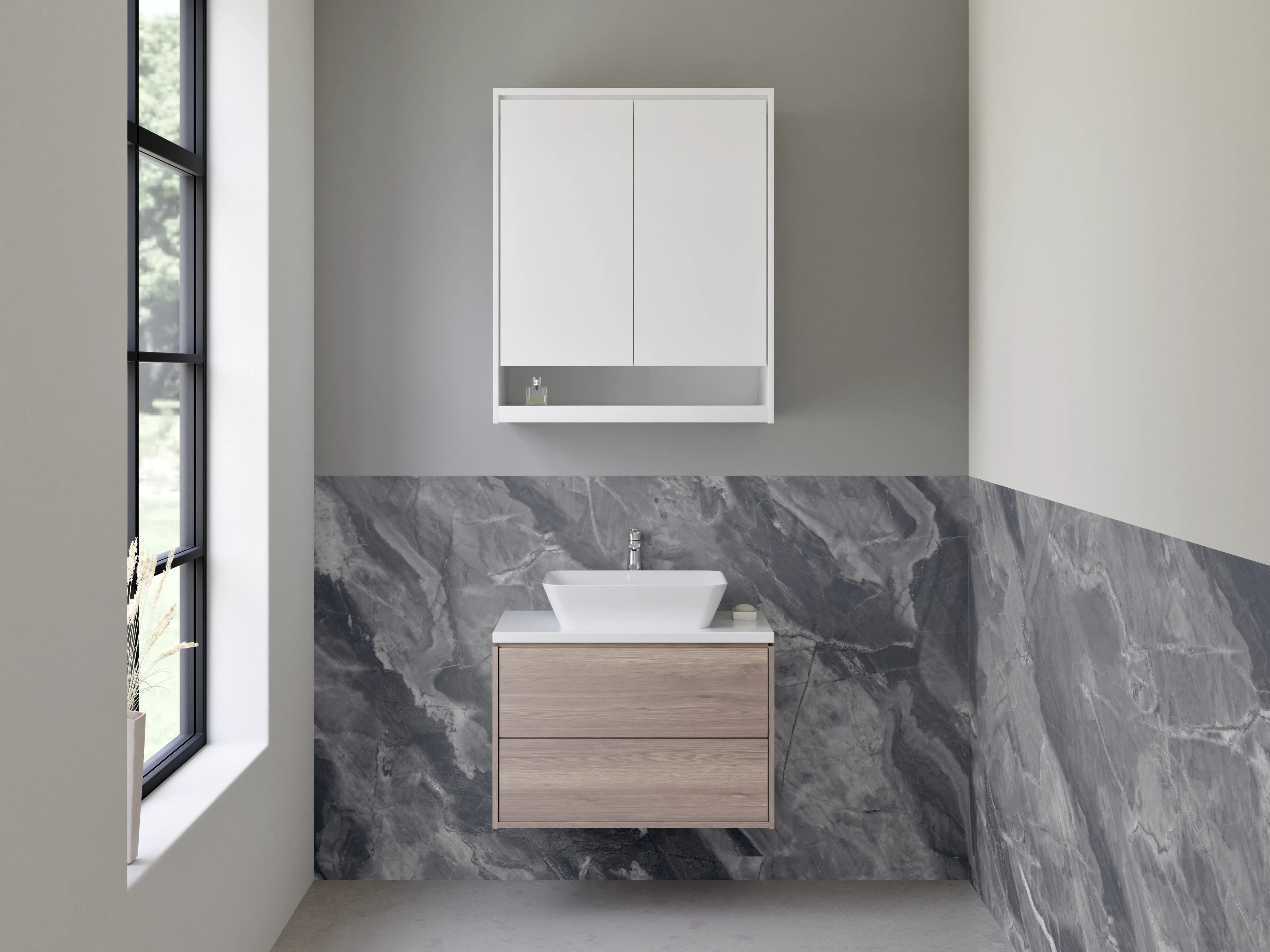 Waschbecken-Rückwand - Dunkler Marmor-Look für Badezimmer