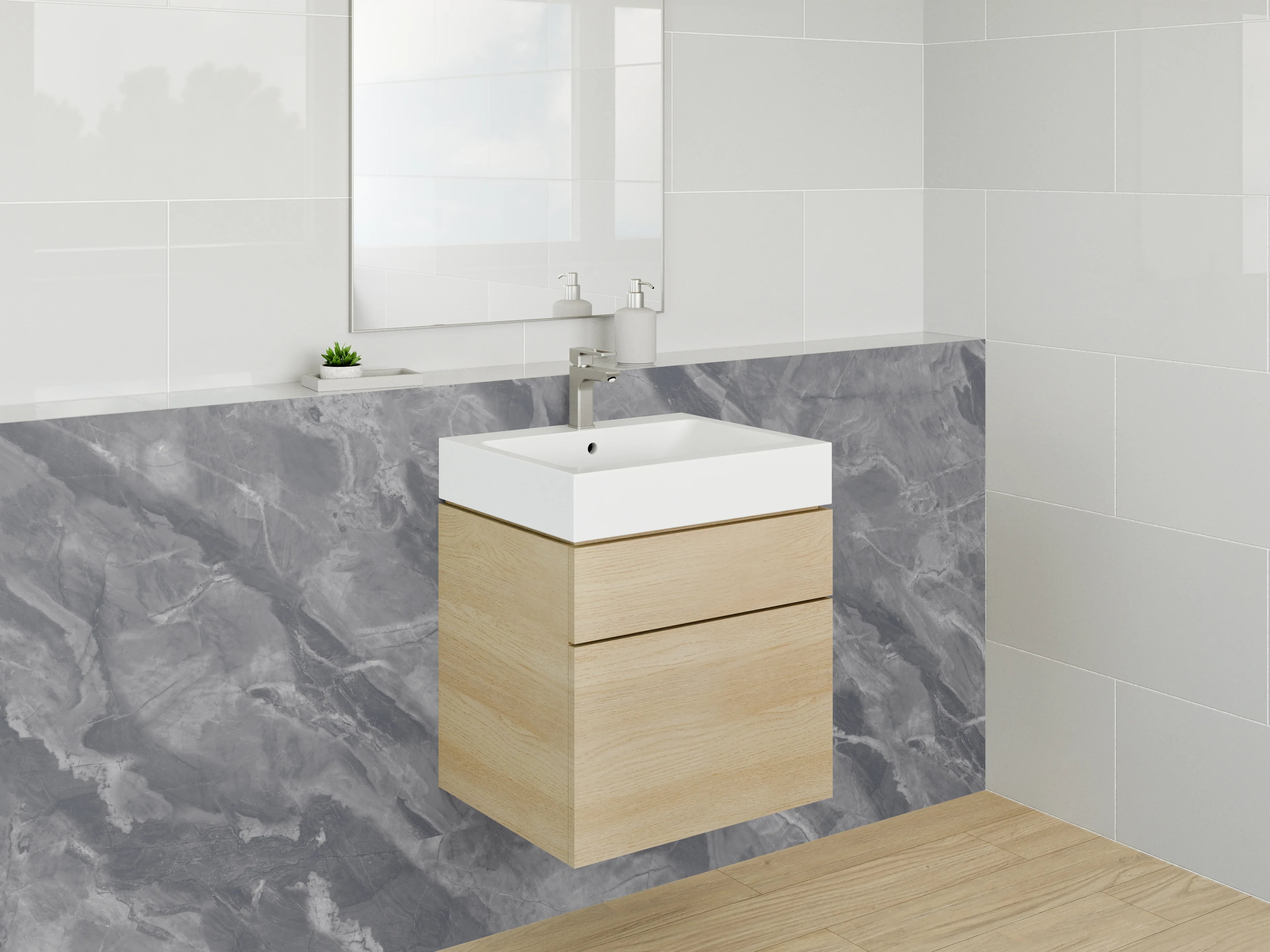 Waschbecken-Rückwand - Dunkler Marmor-Look für Badezimmer