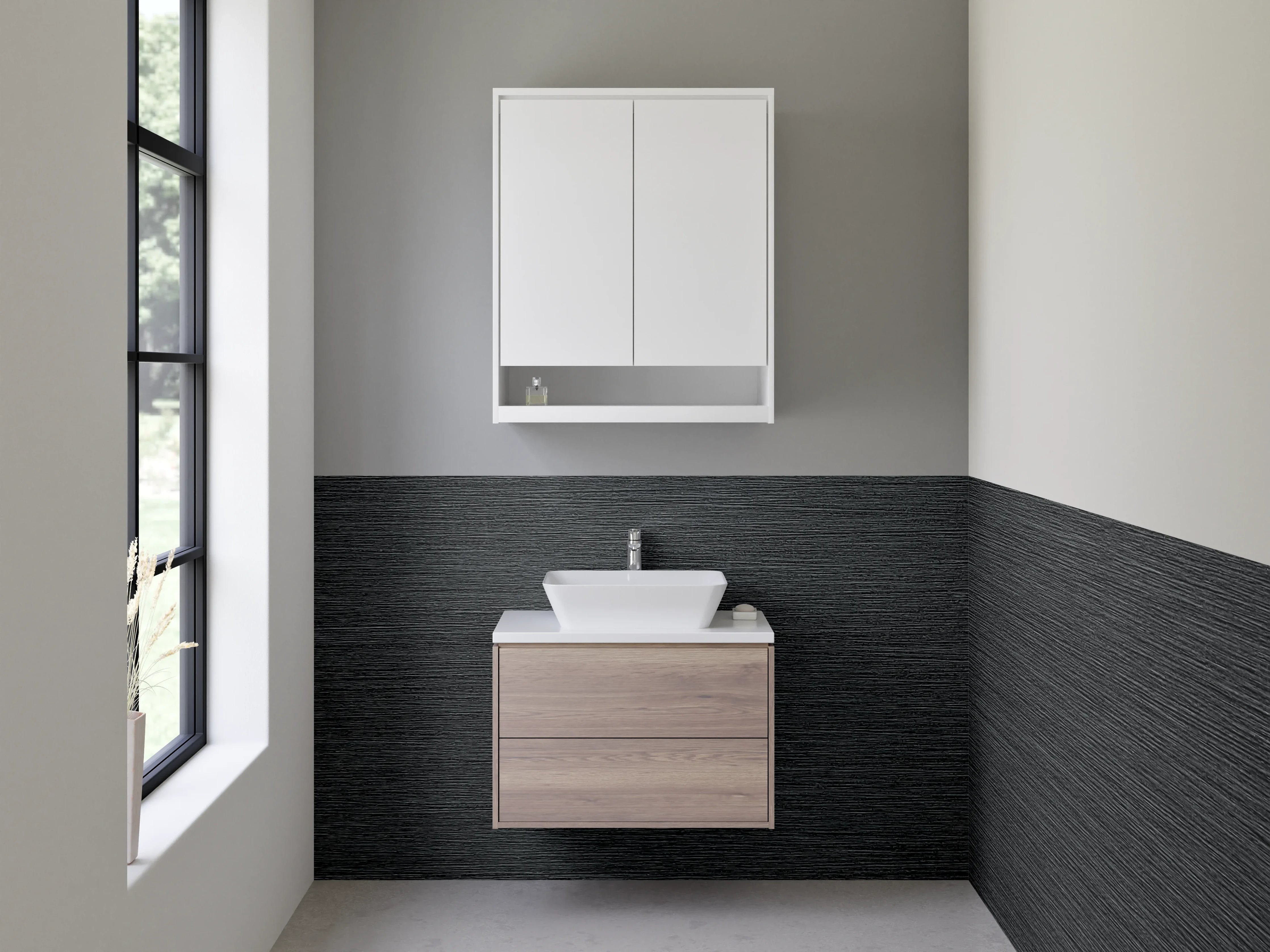 Waschbecken-Rückwand - Dunkles Schiefer-Design modern