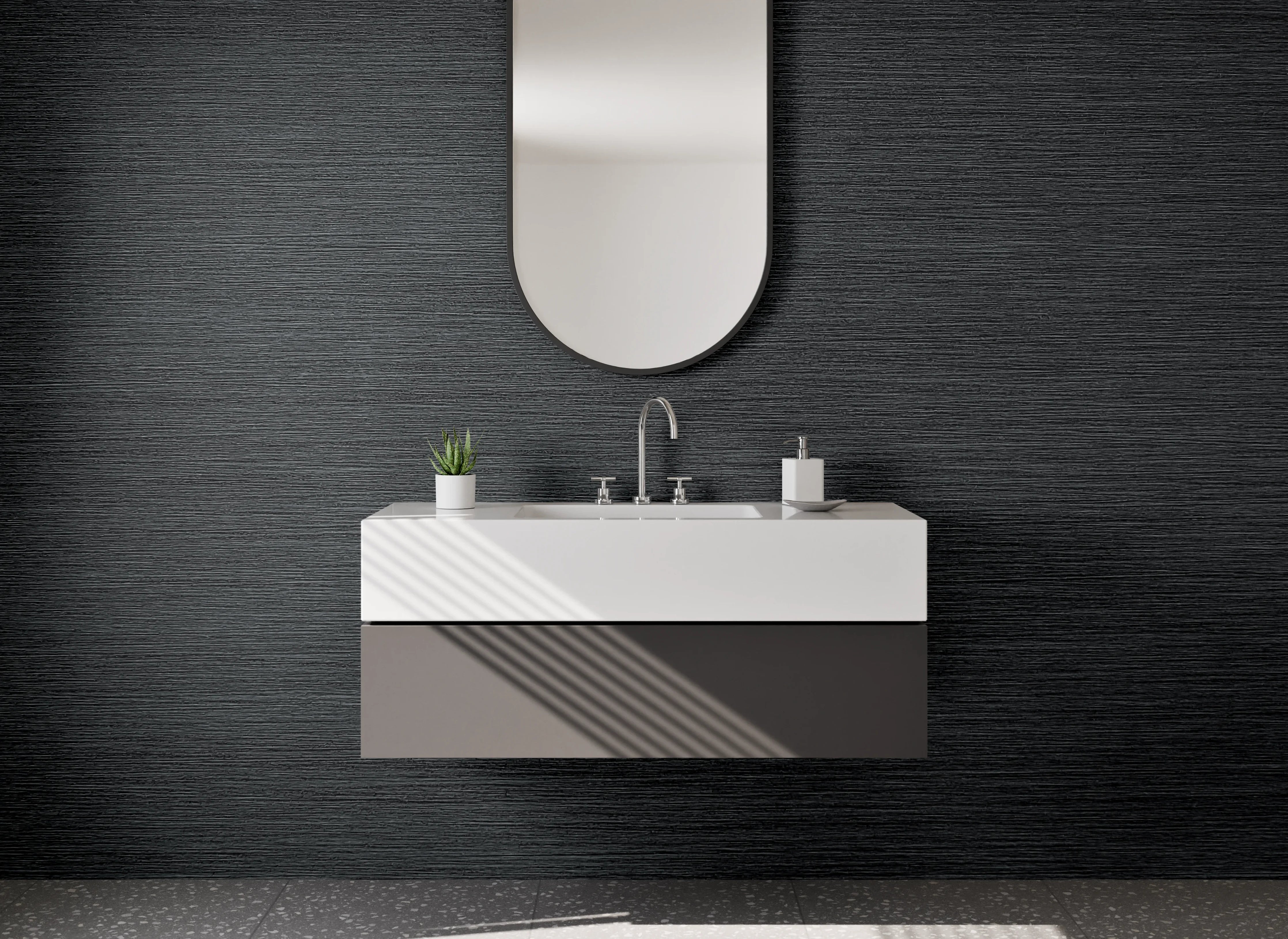 Waschbecken-Rückwand - Dunkles Schiefer-Design modern