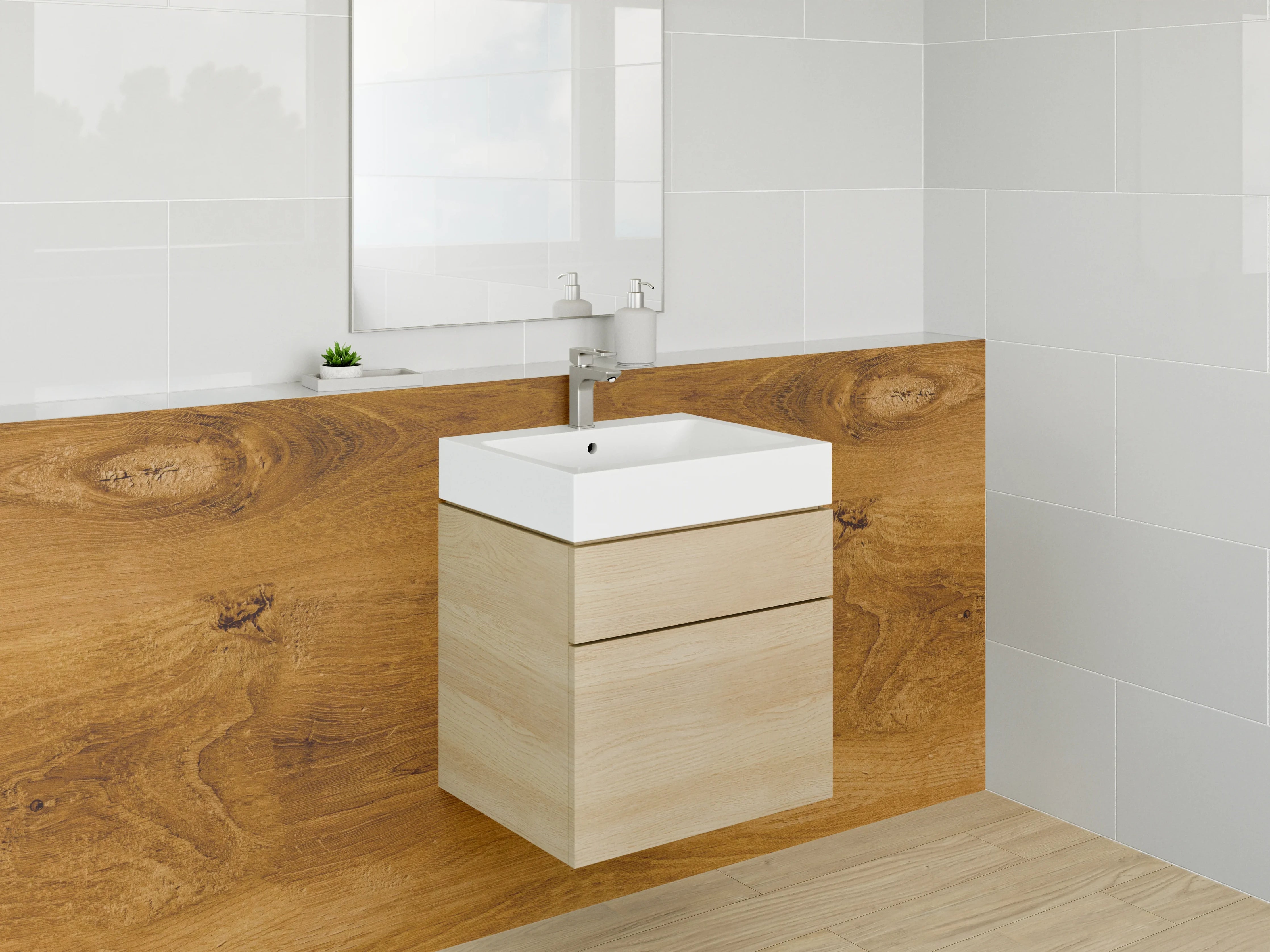 Waschbecken-Rückwand - Echtholz-Optik für Küchenrückwand
