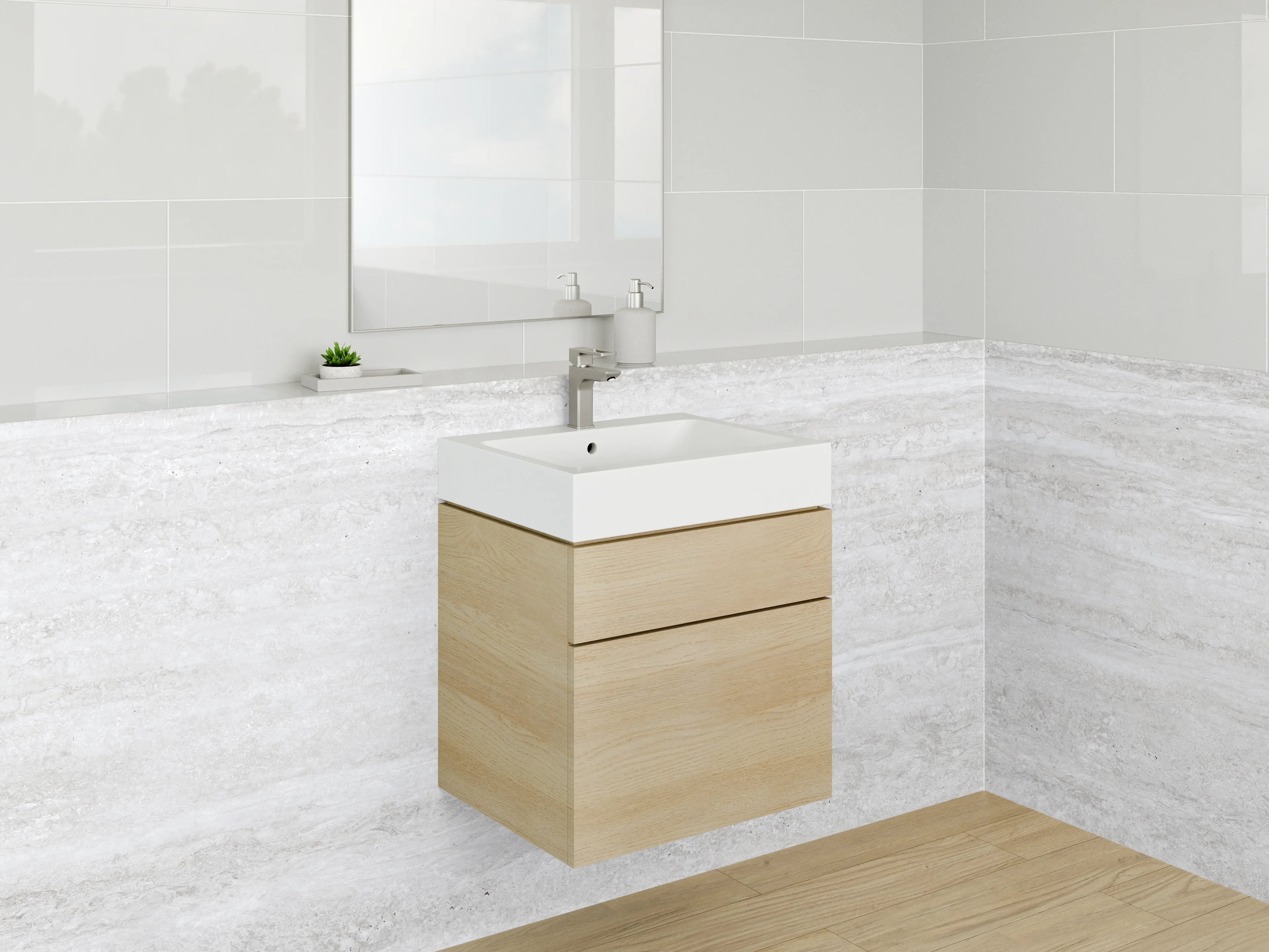 Waschbecken-Rückwand - Edelweiß-Grau Marmorfliese Deluxe